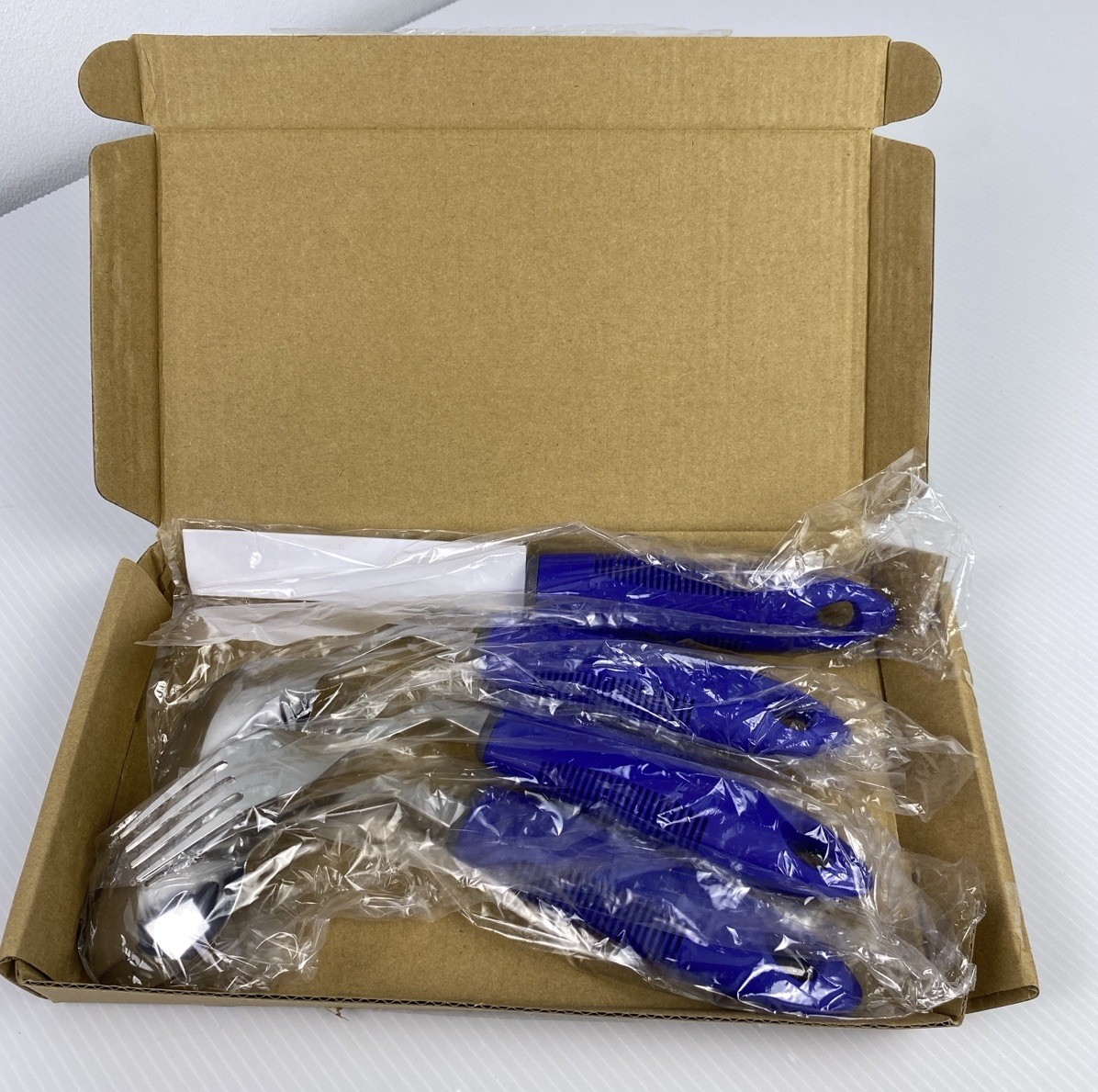 4-Piece Adaptive Utensils Set, 42 Angle Weighted Silverware for Parkinsons, Left