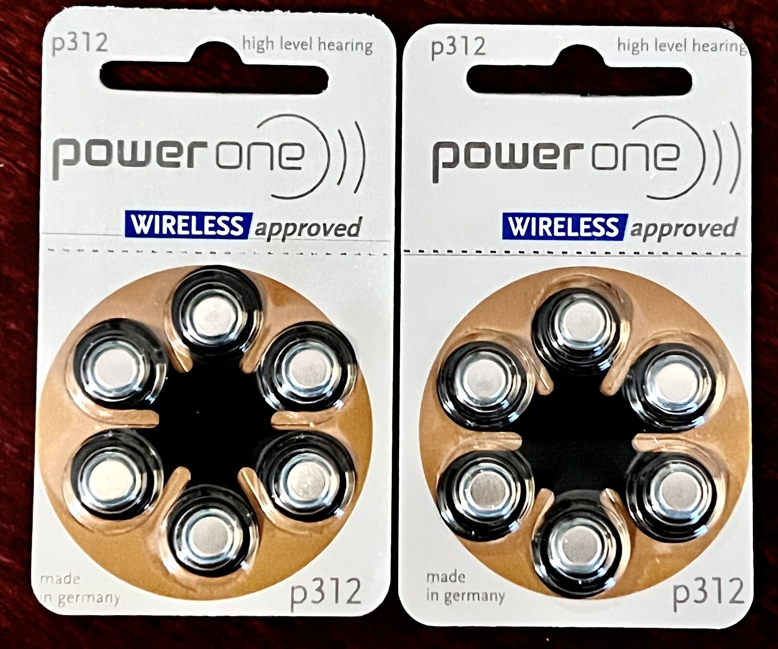 2-6Pack Power One Zinc Air Hearing Batteries 6Pk PR41/P312 1.4V Exp 07/2024