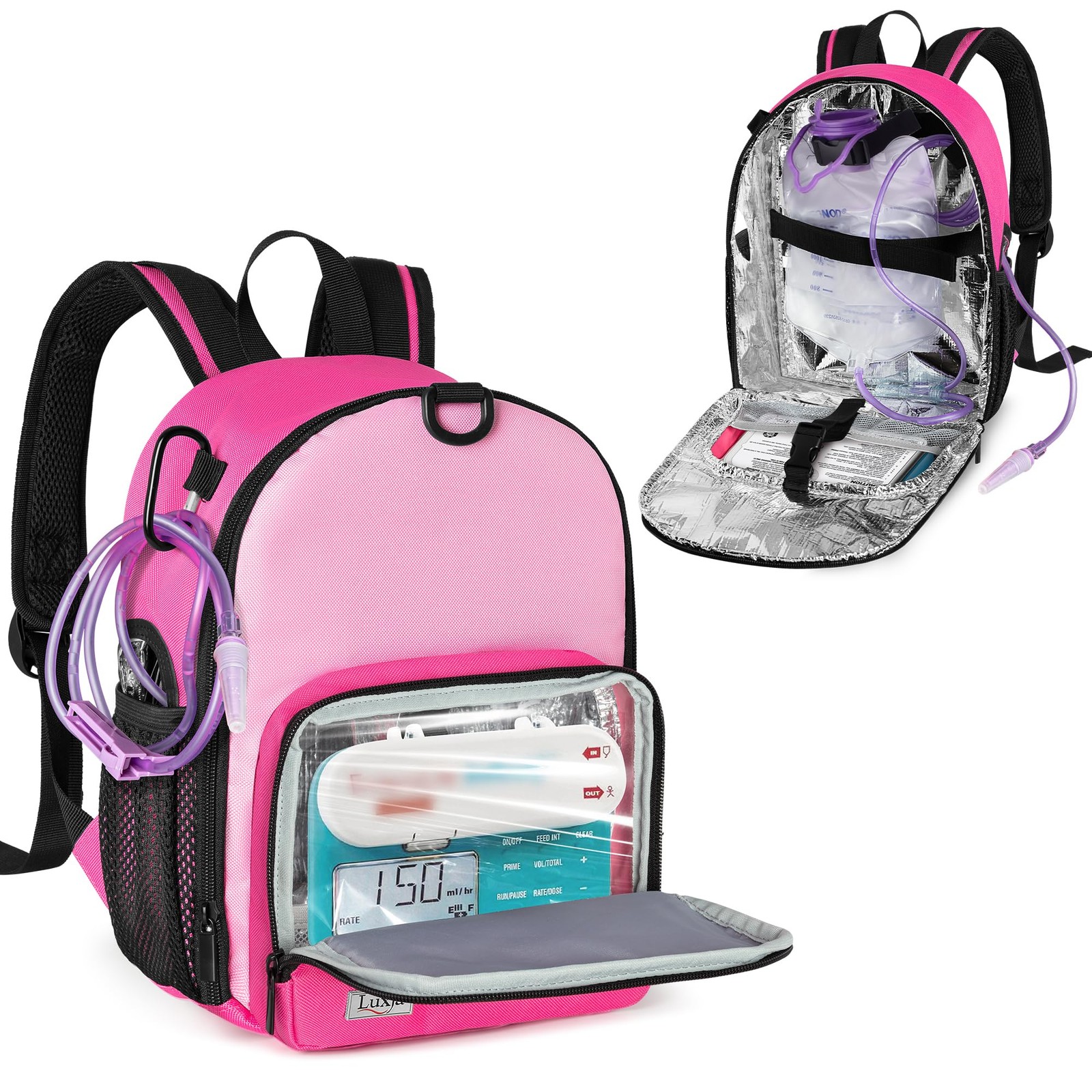 Feeding Tube Backpack Fits 500ml Bag and Enteral Feeding Pump (Compatible with E