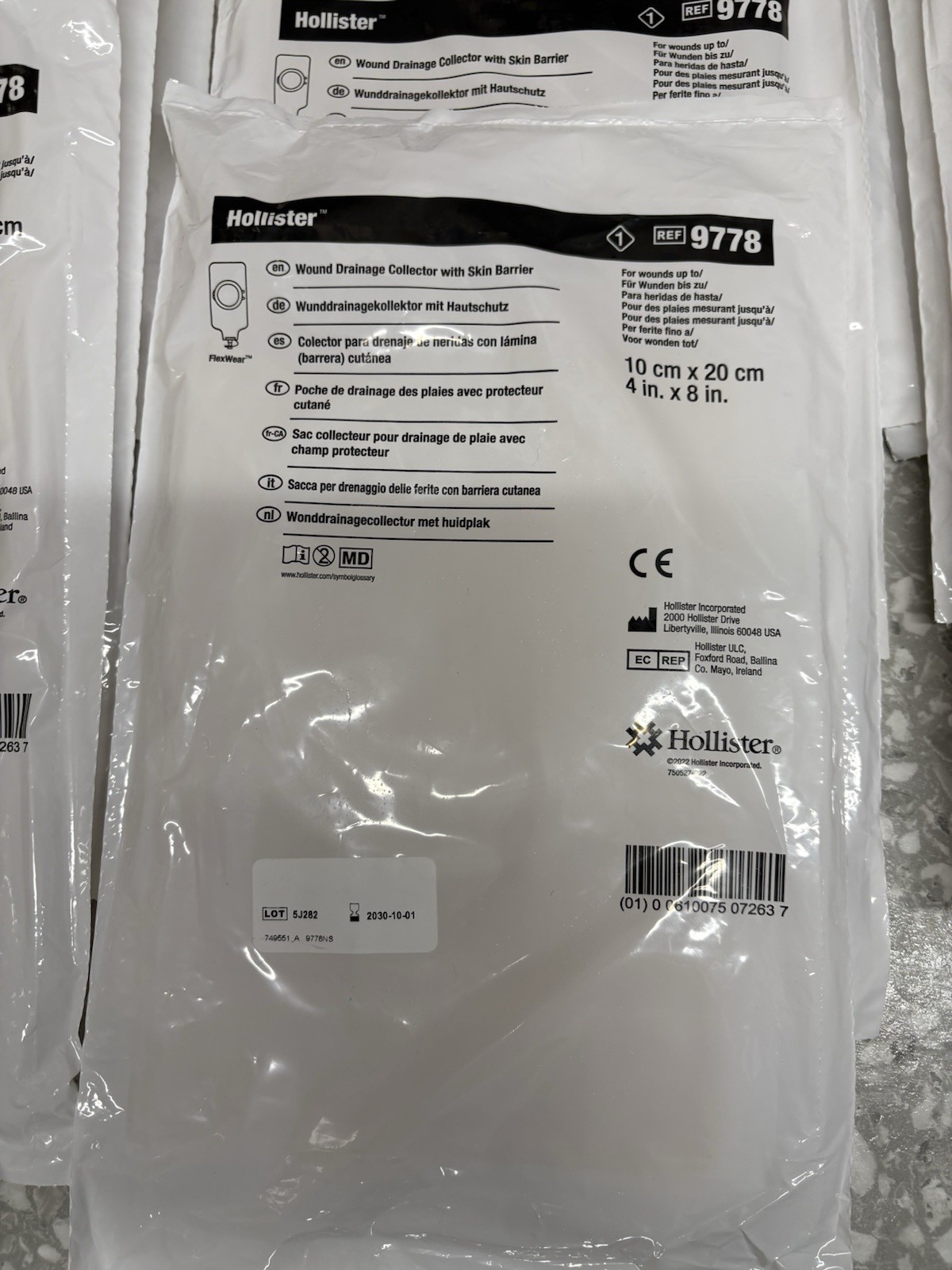Hollister Wound Drainage Collector w/Barrier 9778 4×8 Inches – 20 Bags (no box)