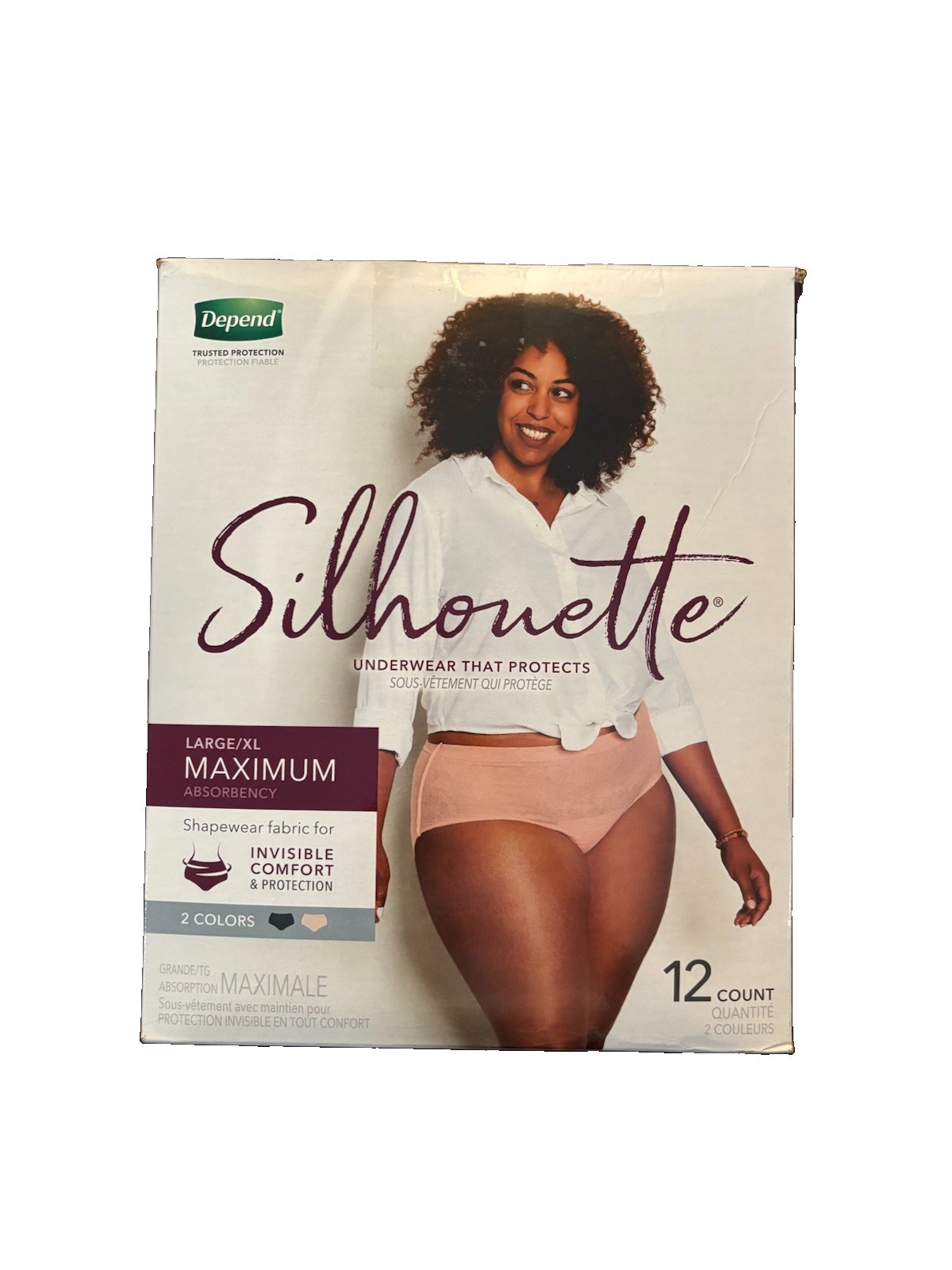 Depend Silhouette Incontinence & Postpartum Underwear Women LG/XL 12 Count