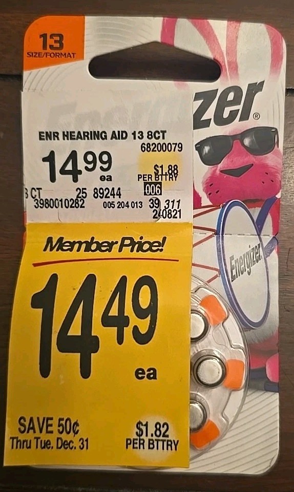 Lot Of 2 Energizer 8 Zinc Hearing Aid Batteries (13 size format) 9/26 ORIGINAL