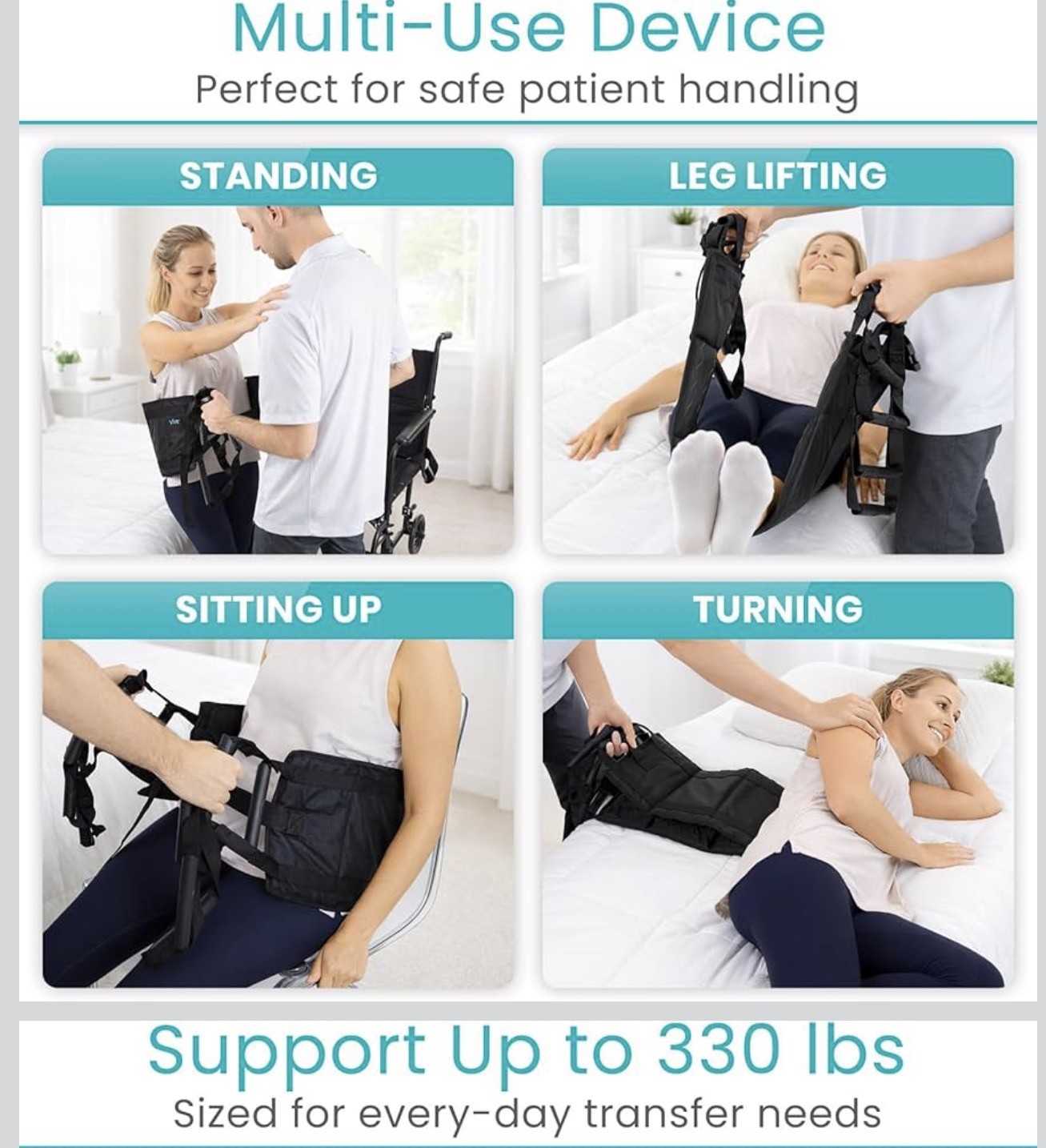 Vive Transfer Sling – Padded Assist Gait Belt – Heavy Duty Lift Straps 330lbs