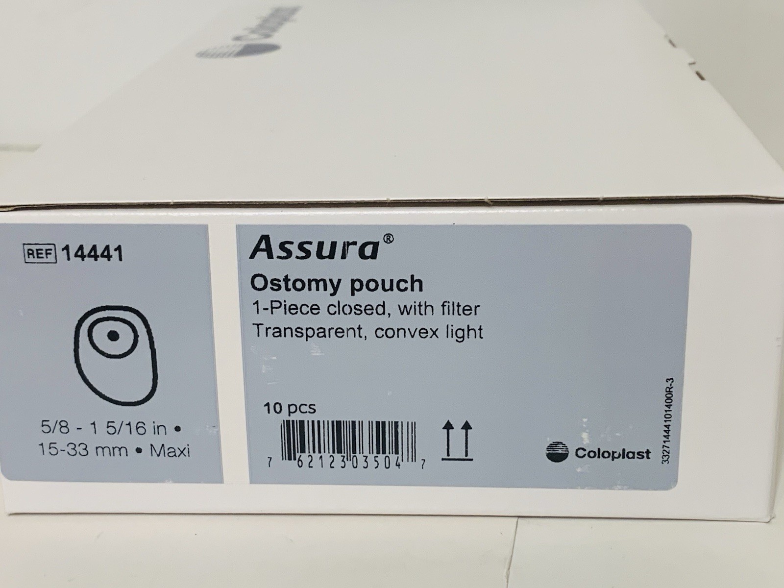 Coloplast 14441 Assura Ostomy Closed Pouch 1-Pc Light Convex 1BX/10EA 2027/08