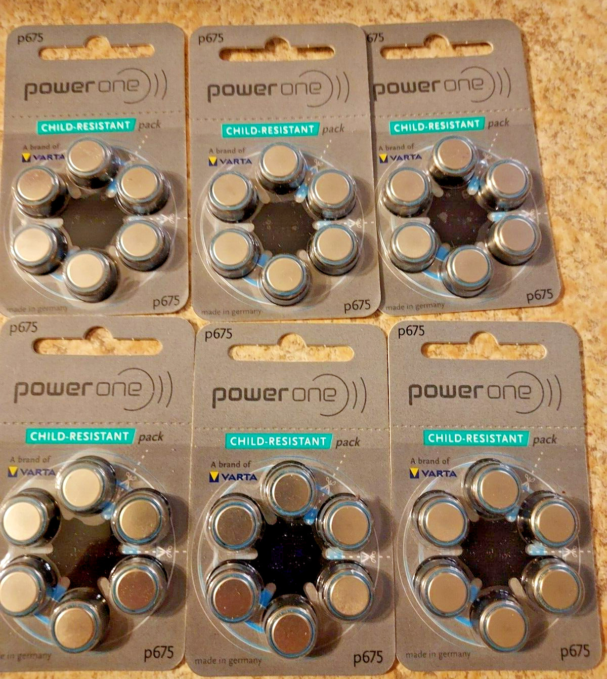 Power One Size 675P Hearing Aid Batteries (36Pack) NEW