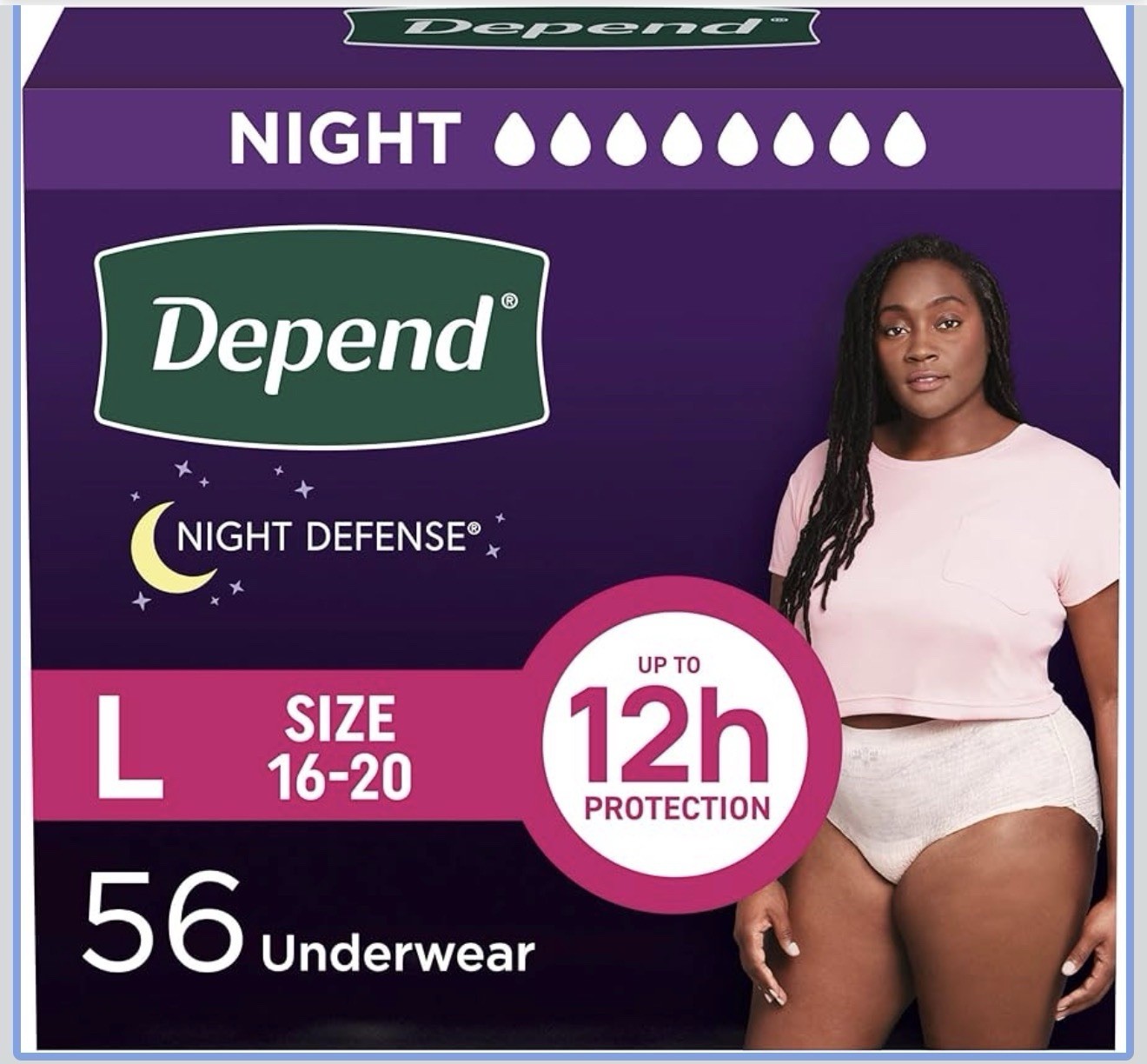 Depend Night Defense Adult Incontinence Underwear for Women, Large, 56 Ct 55166