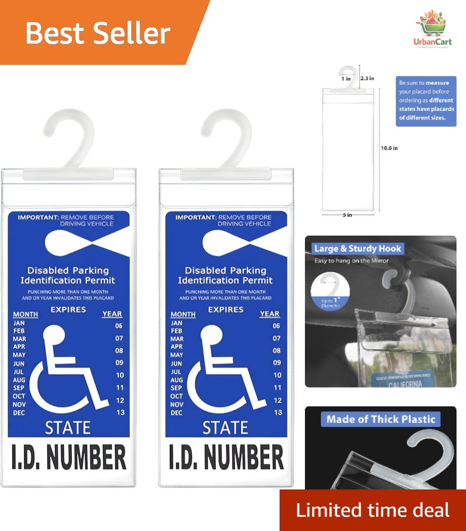 Clear Parking Permit Holder with Large Hook for Easy Car Transfers – 2 Pieces