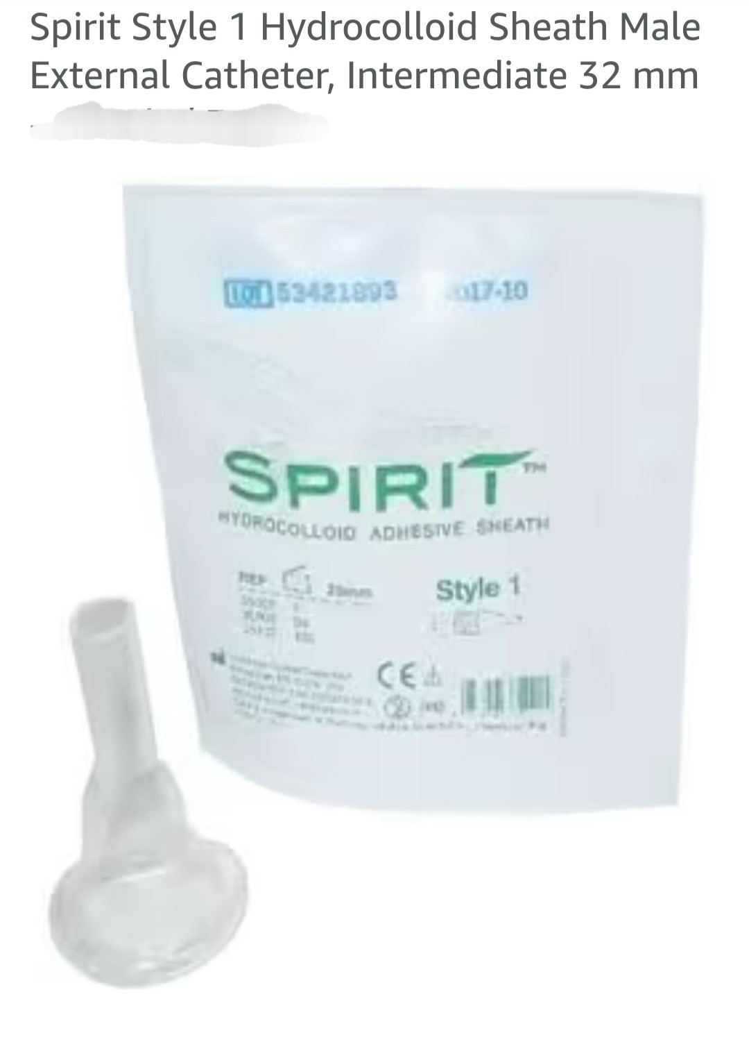 New Bard Spirit STYLE 1 Hydrocolloid Adhesive Sheath 32mm 35303 Open Box 25 Pack