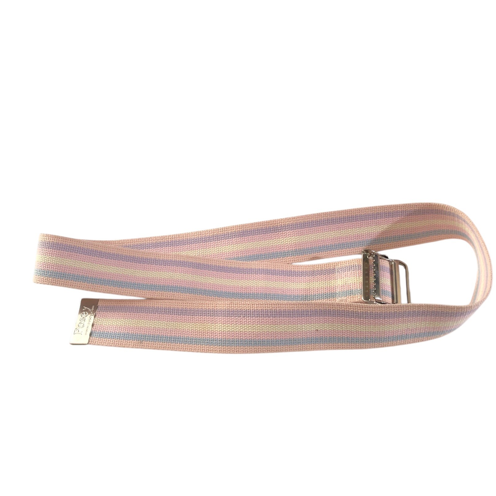 Posey Gait Belt Pastel Cotton Stripe Web 74″ Pink Metal Buckle