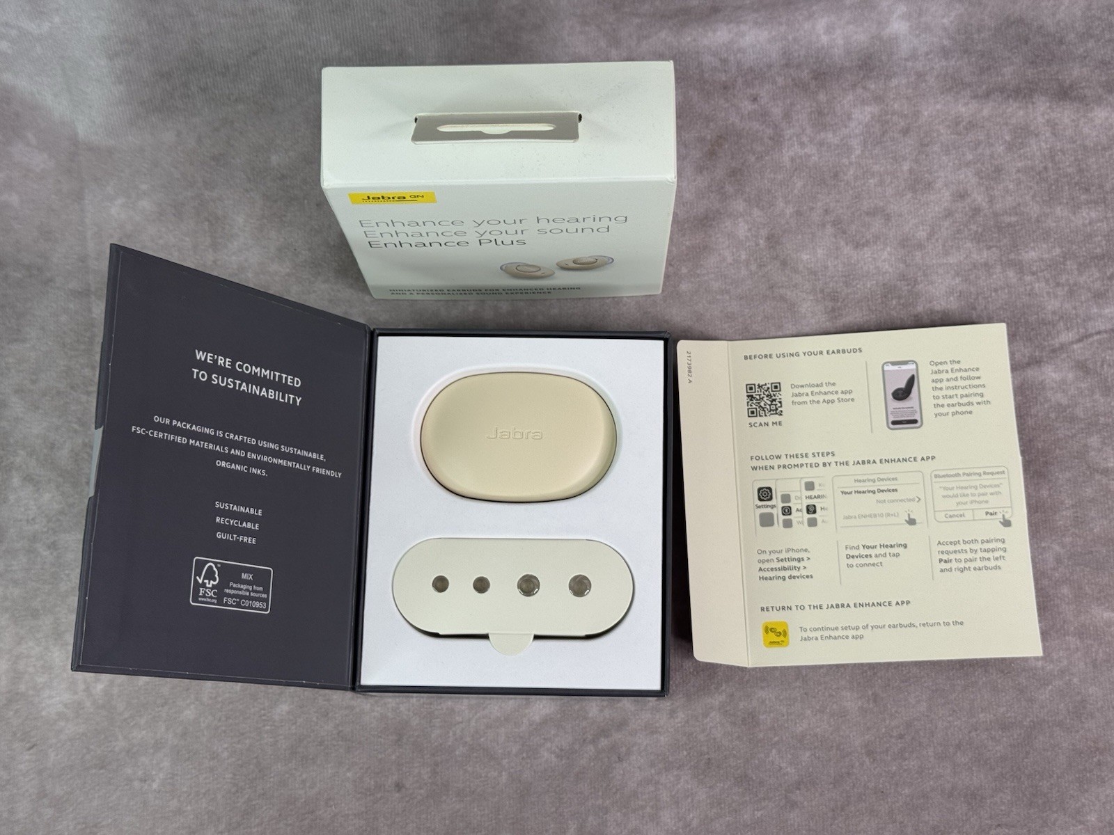Jabra Enhance Plus Self-Fitting OTC Hearing Aids Beige Gold – For Parts