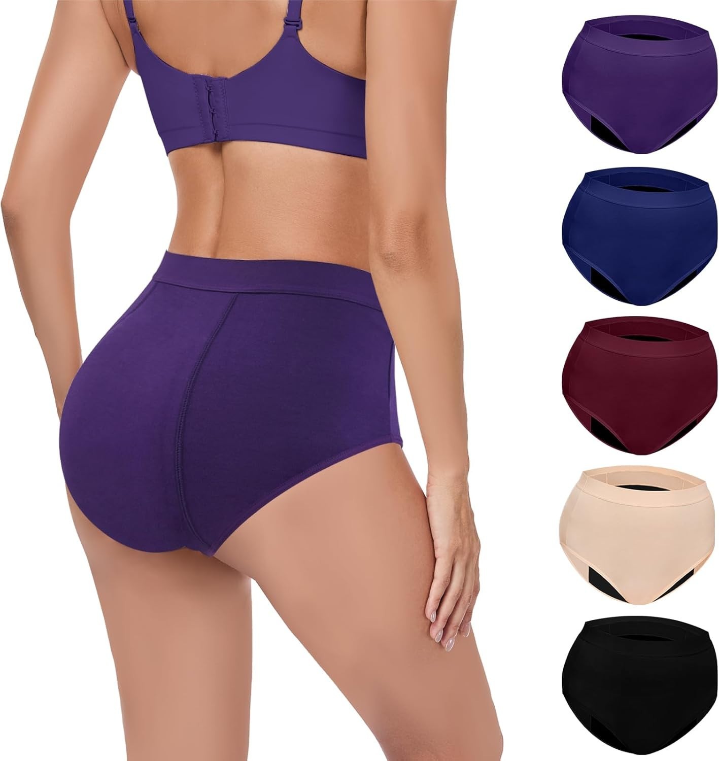 New 5 pack Washable Absorbent Incontinence/Menstruation Underwear Women Size XL