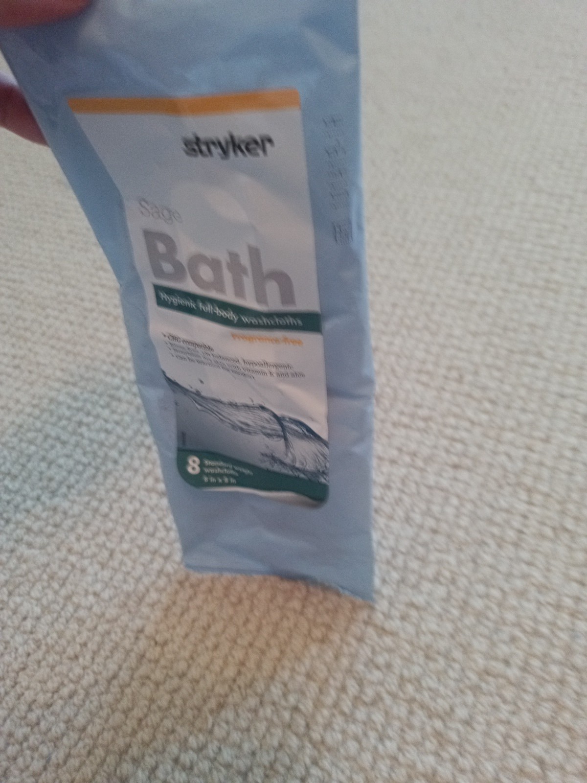 Stryker – Sage Hygienic Body Bath Cleansing Washcloths – 1 Package 8 Cloths NEW