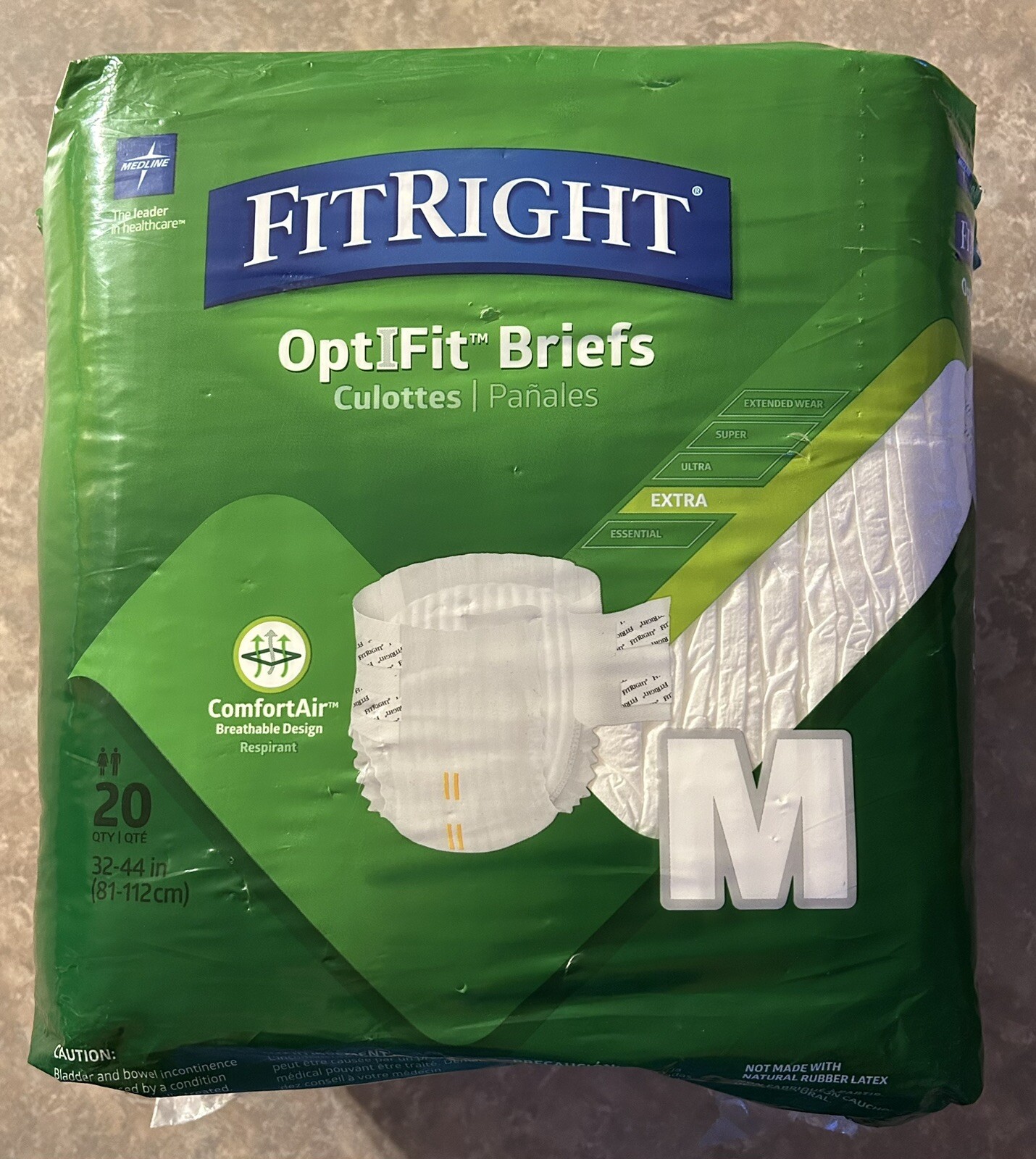 Medline FitRight OptIFit Briefs Extra (20 Count) Medium 32″-44″