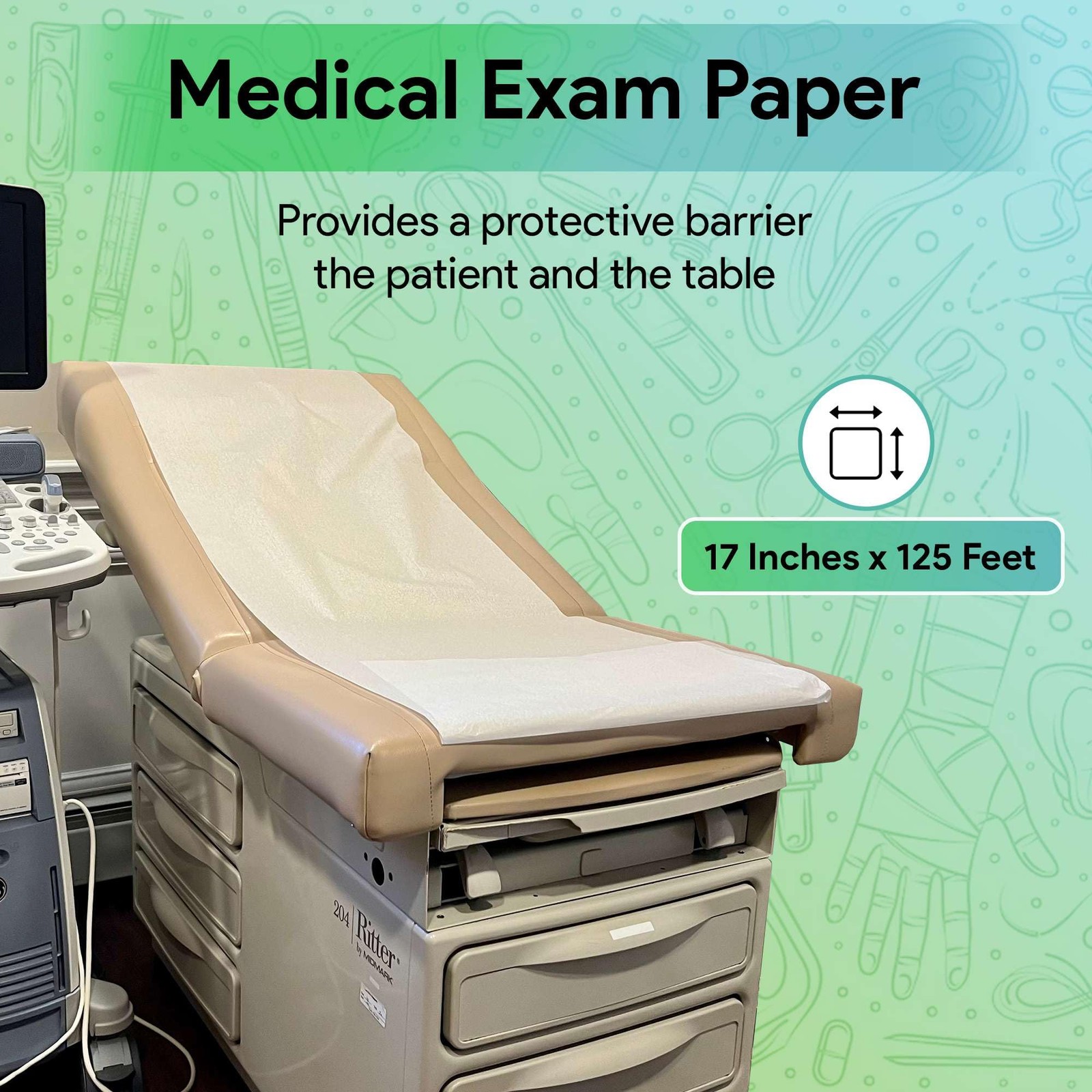 Medical Exam Table Paper 17″x125 Feet – 1 Roll of Disposable White Table Pape…
