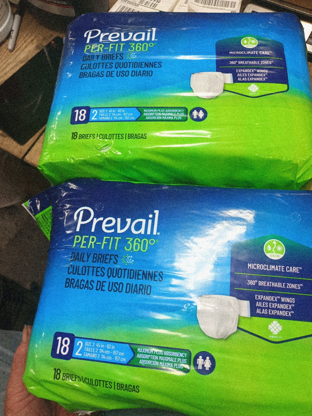 2 Pack, Prevail Per-Fit 360* Daily Briefs 18 Ct – Size 2, Large, 9095
