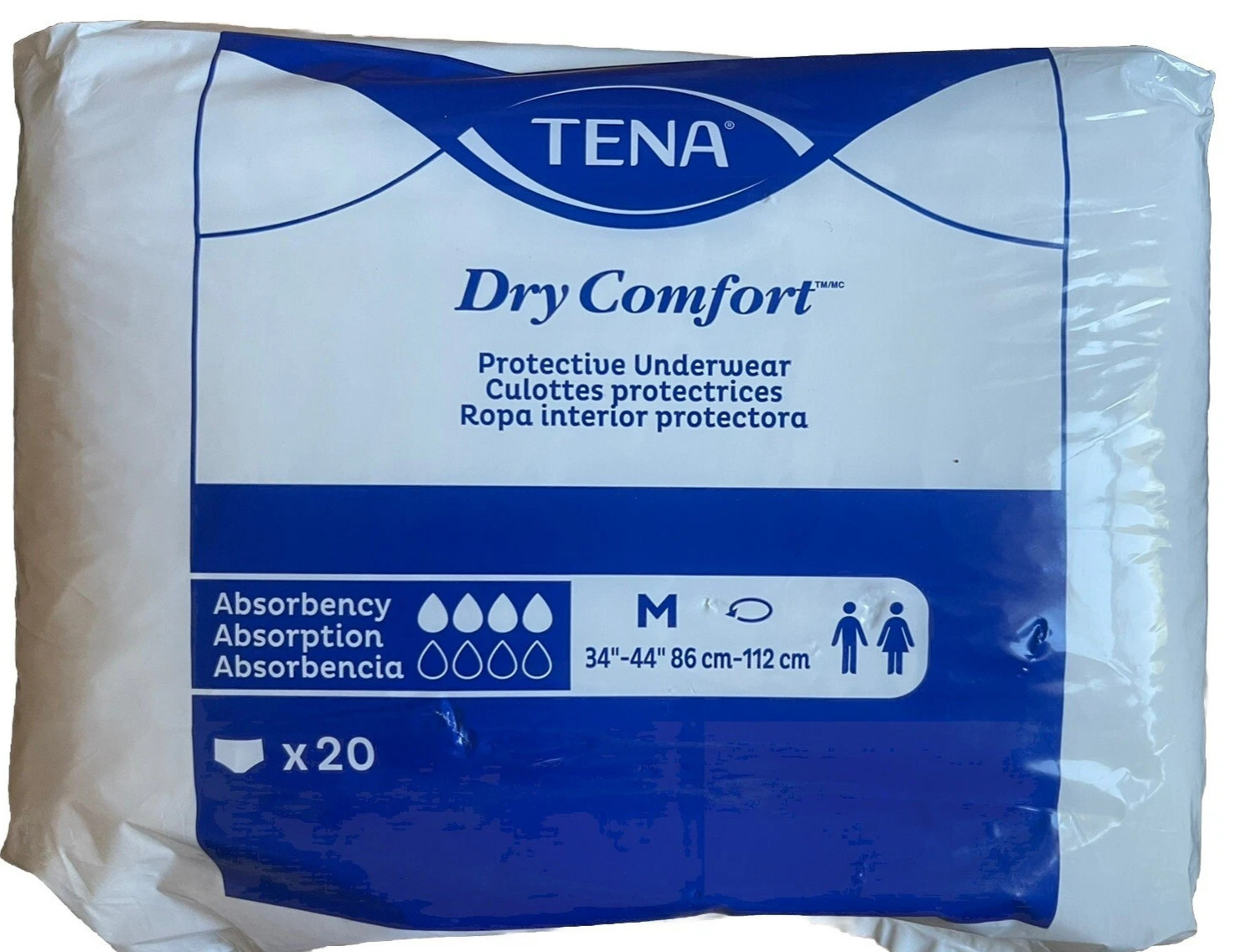 TENA Dry Comfort Protective Incontinence Underwear Diapers, Moderate, M, 20 pk.
