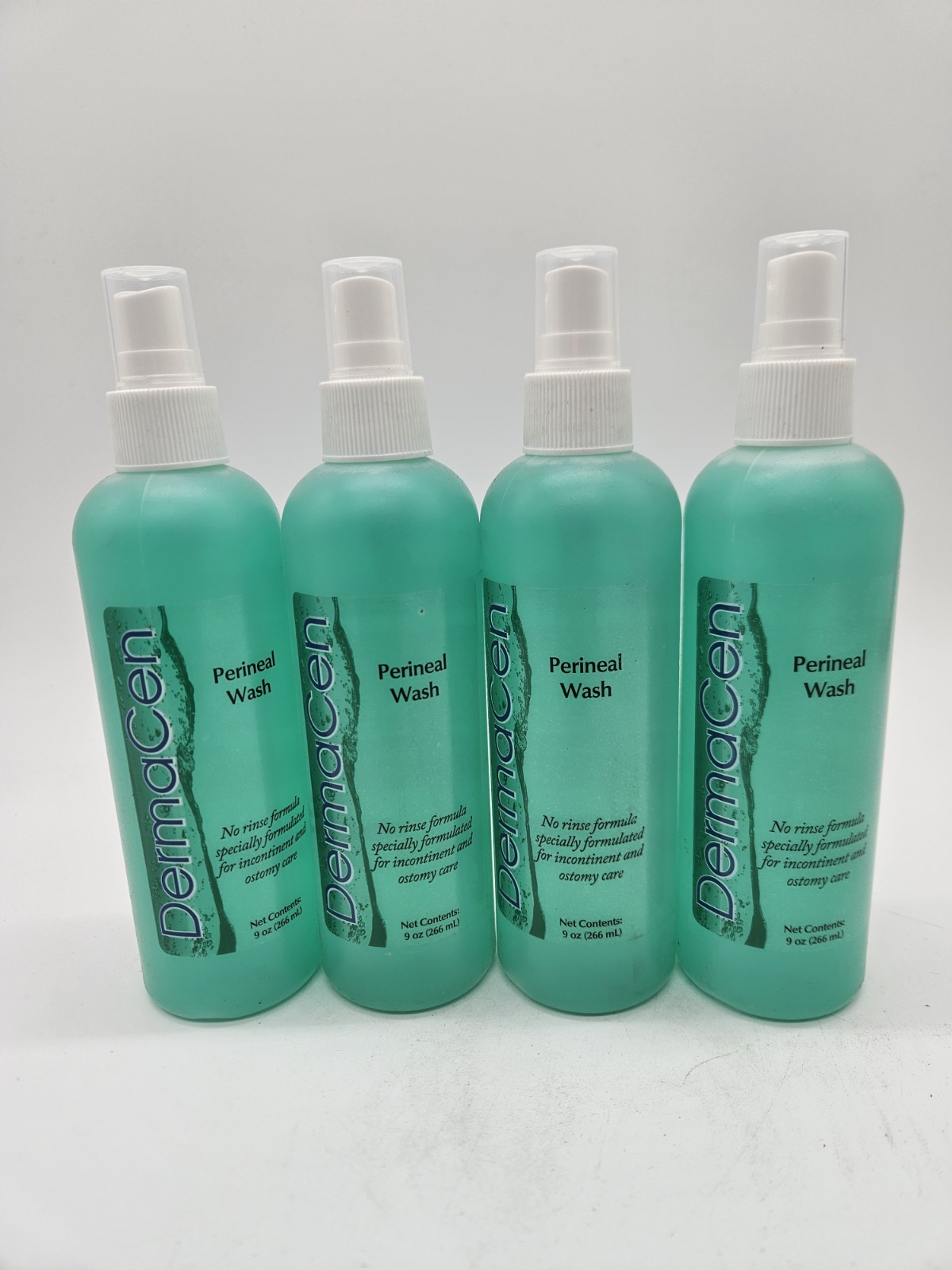 DermaCen Perineal Wash Spray 4 Pack 9oz No Rinse Cleanser Incontinence