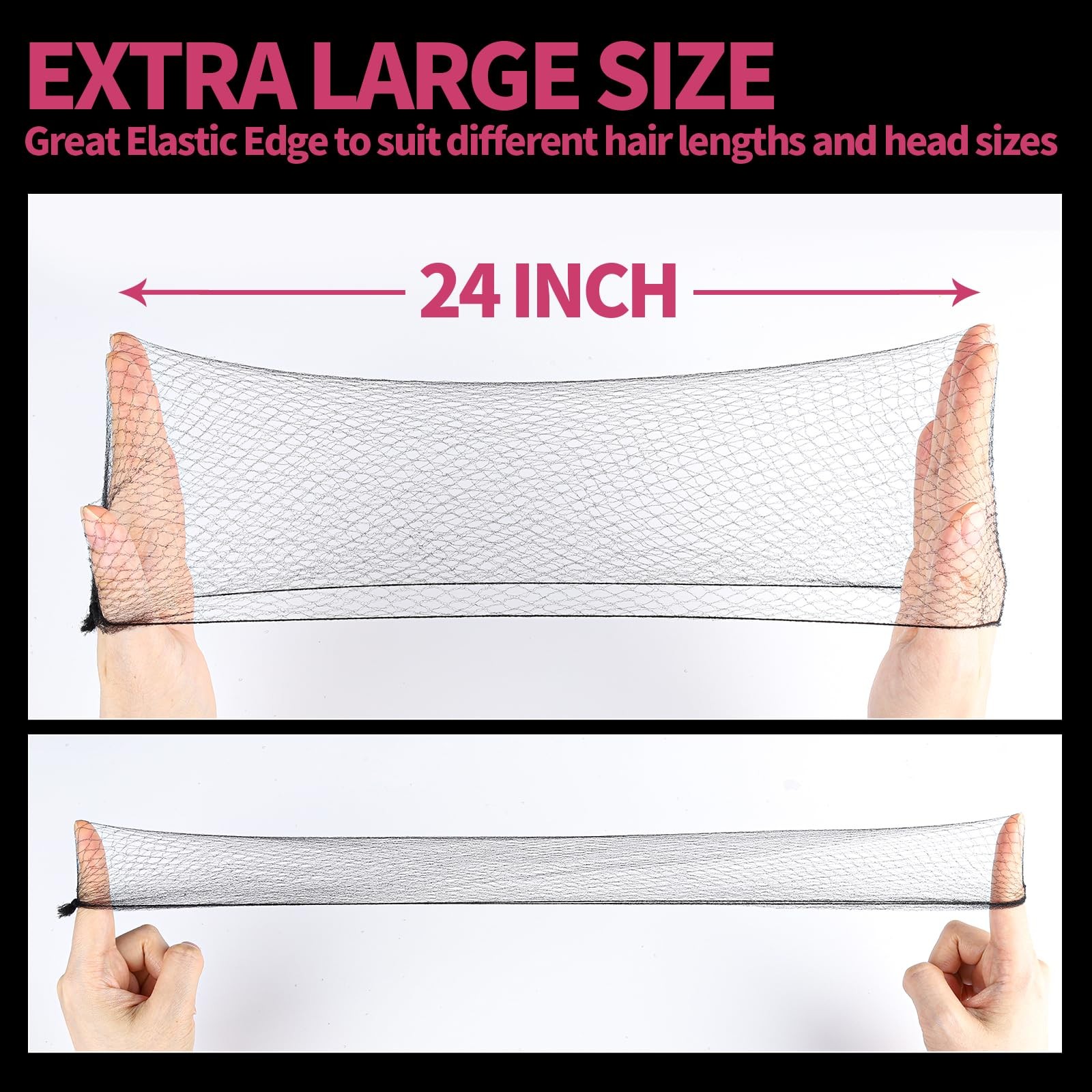 Hair Net, 120 PCS Invisible Black Hair Nets for Food Workers&&Men, 24 Inches …