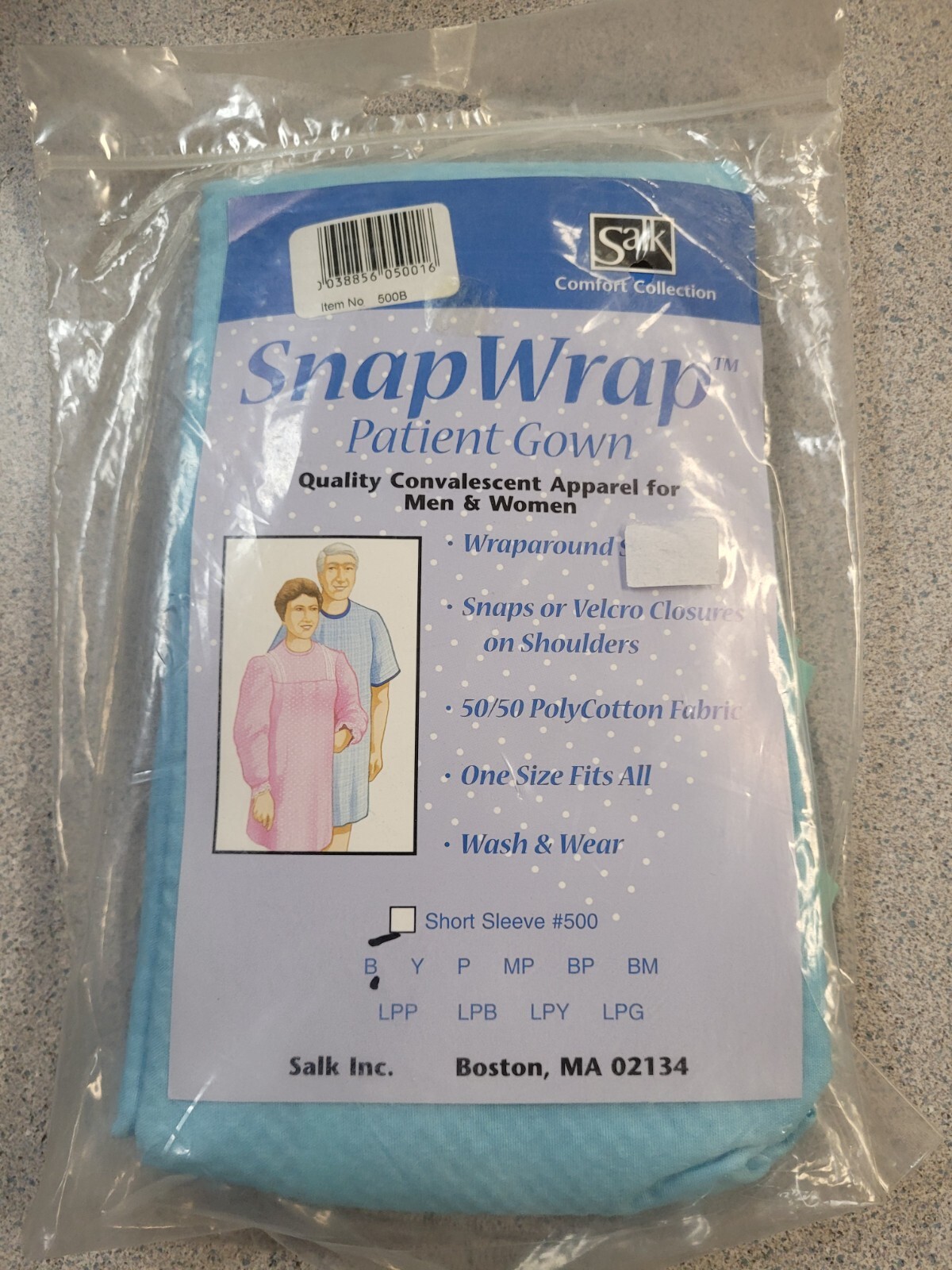 Snap Wrap Short Sleeve, Blue Patient Gown, One Size Fits All