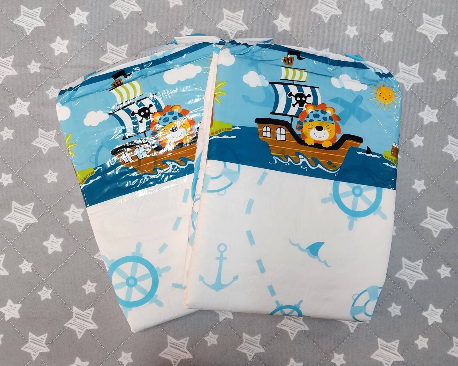 Kiddo’s Little Sailor Lot of 2 Adult Abdl Plastic Backed Diapers Size Large