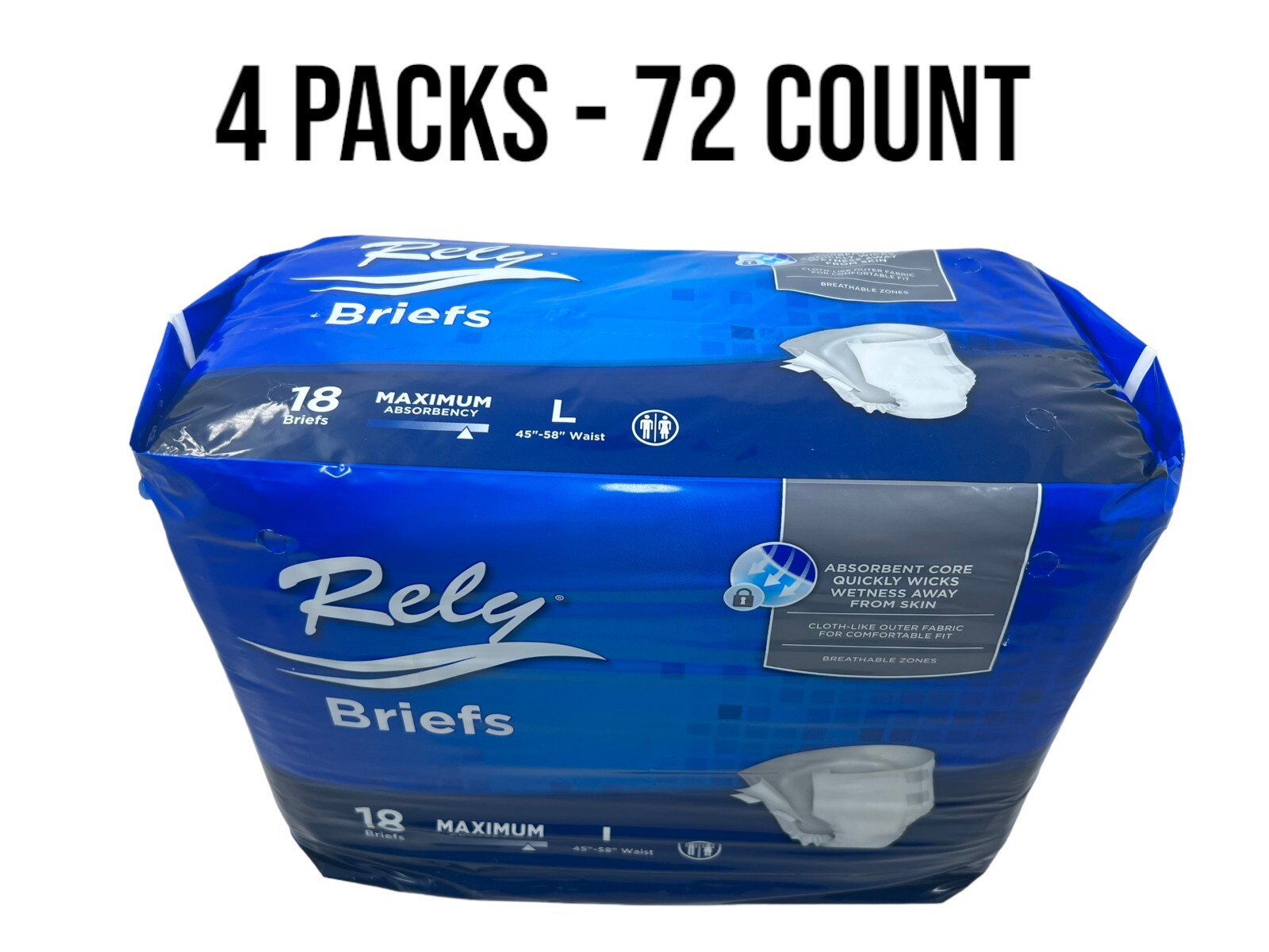 Rely Briefs – Adult Disposable Diapers – Large 72 Count
