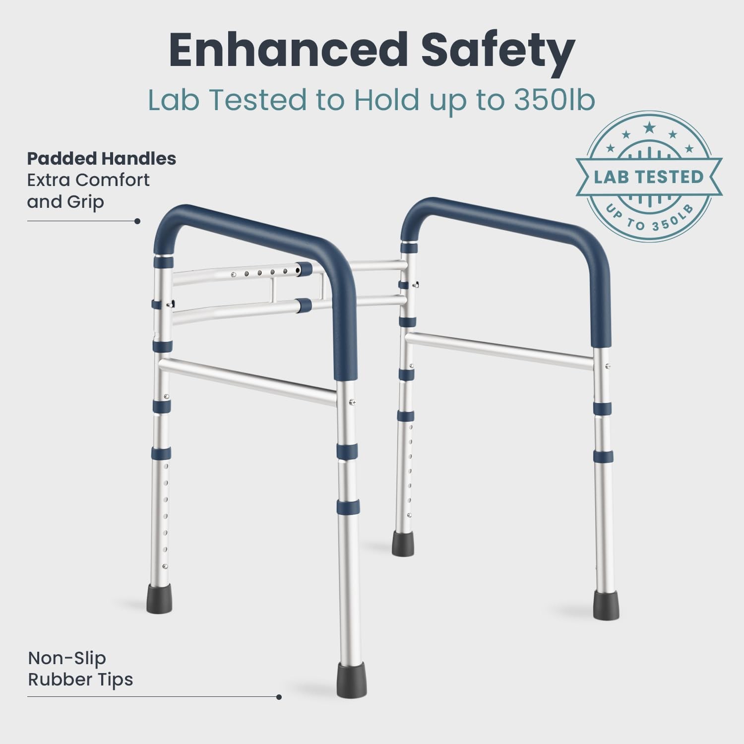 Pelegon Toilet Safety Rails 350 Lb – Adjustable Toilet Safety Frame Rails