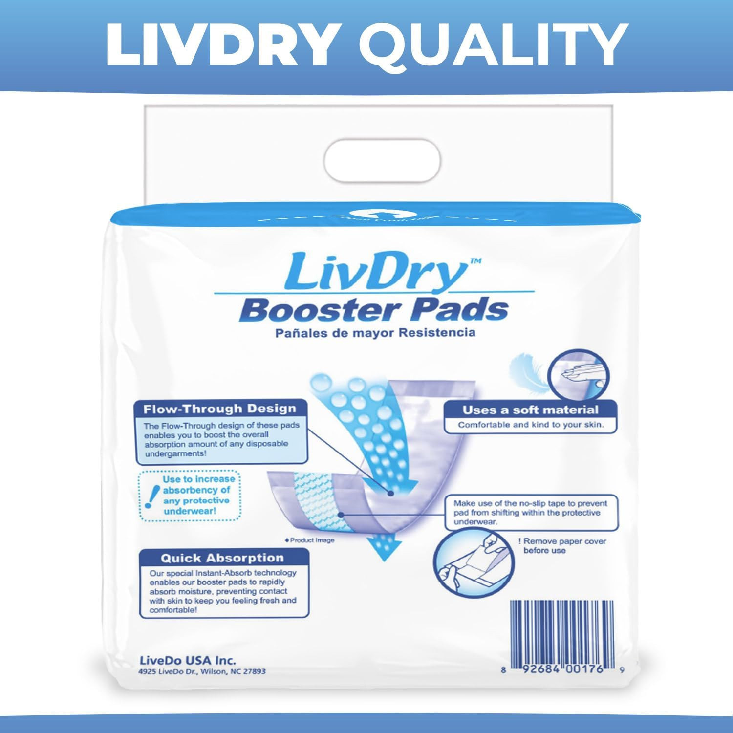 Livdry Incontinence Booster Pads, Use with Adult Diapers for Women and Men, Extr