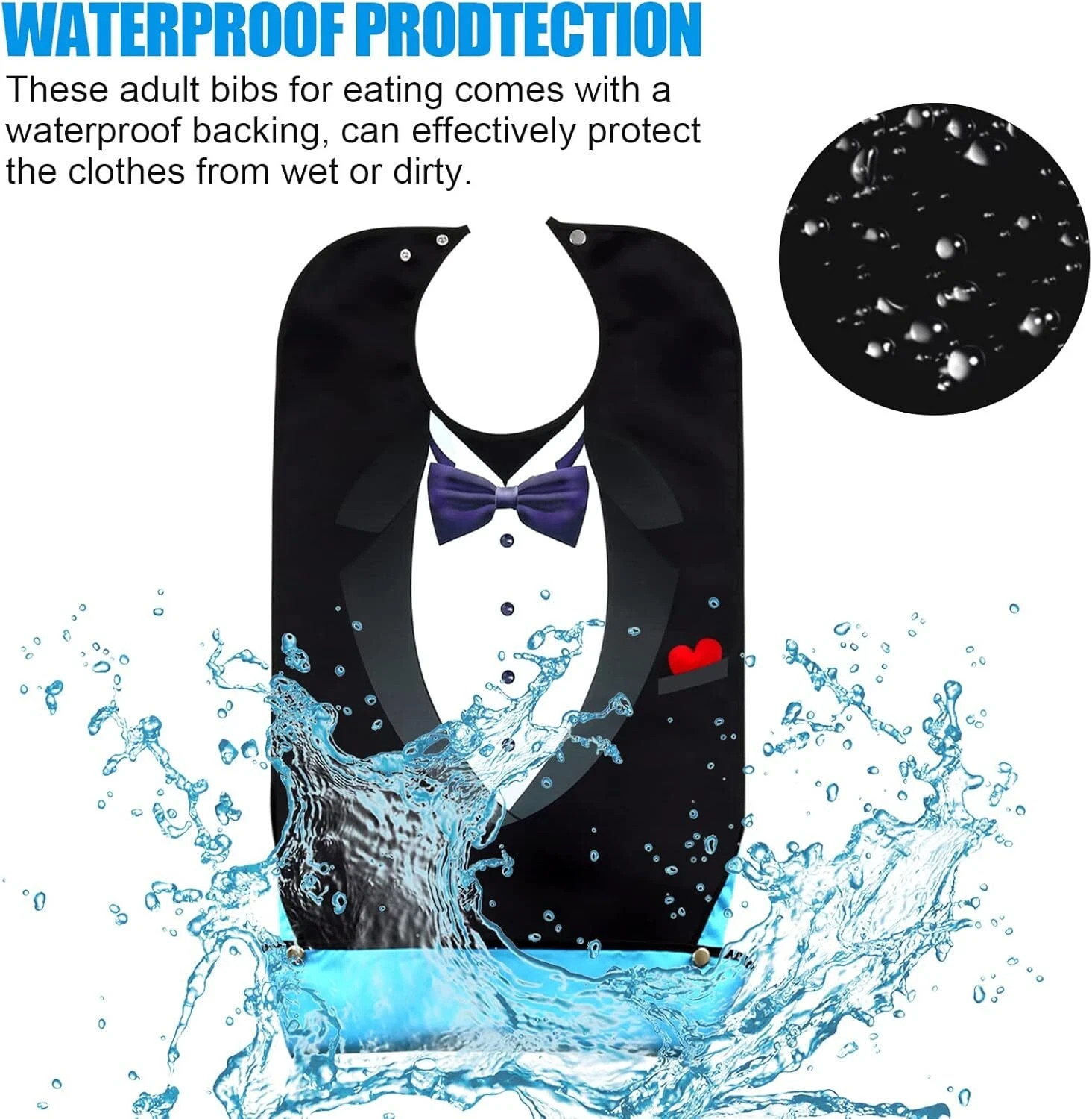3 Pack Adult Bibs for Men Washable Reusable Eating Bibs Style 1
