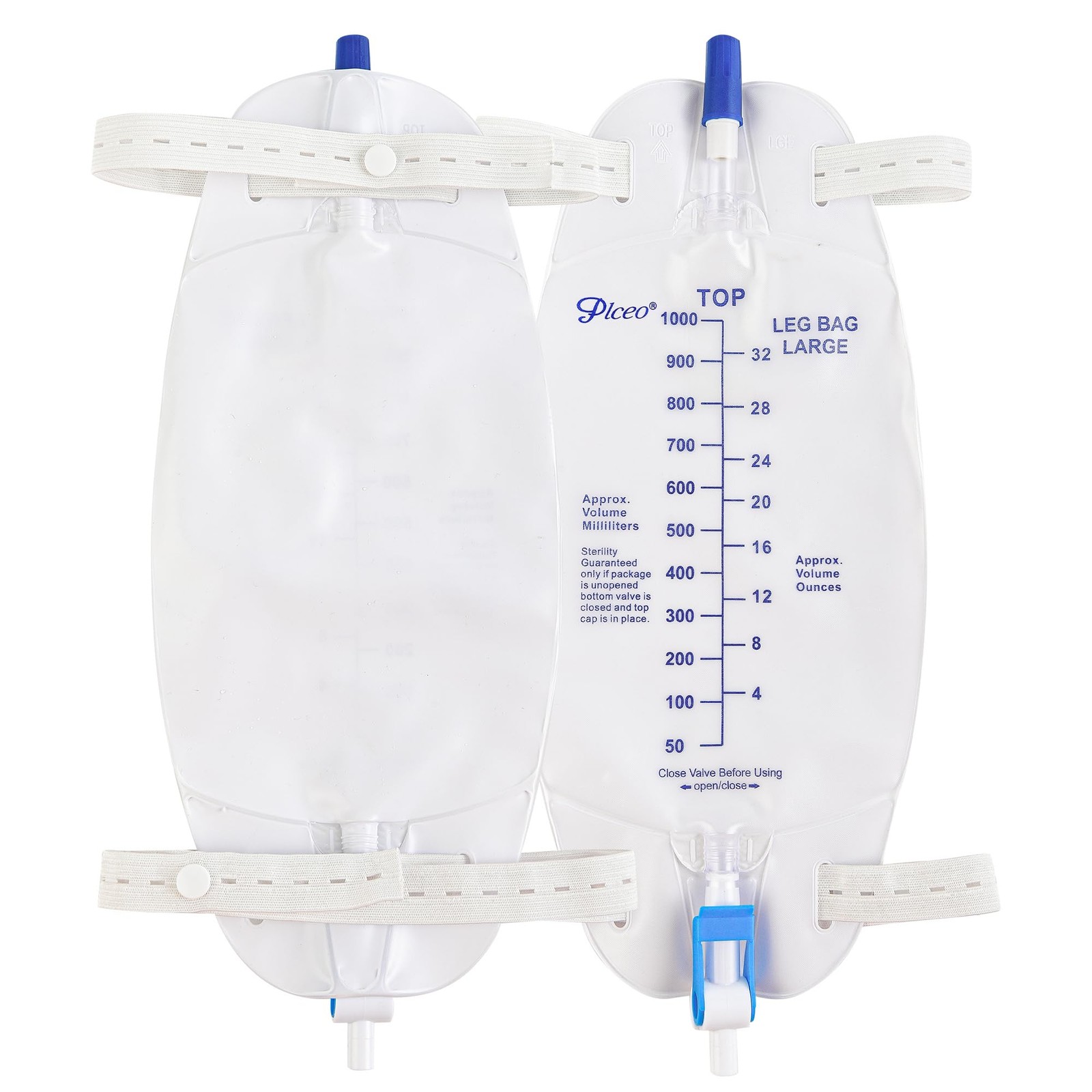 Easy-Tap Leg Bag Urinary Drainage Bag, 1000ml, Anti-Reflux Valve, Cloth Strap…