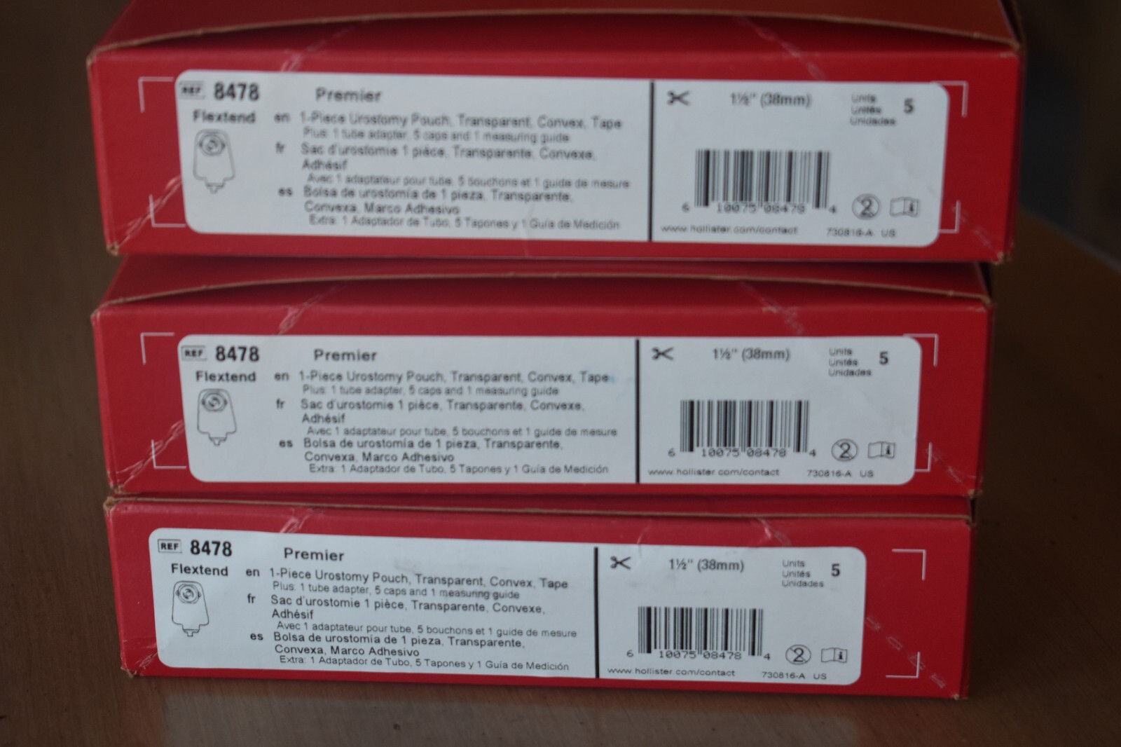 Lot of five Boxes Hollister Premier One Piece Urostomy Pouch (8478) 5 per box