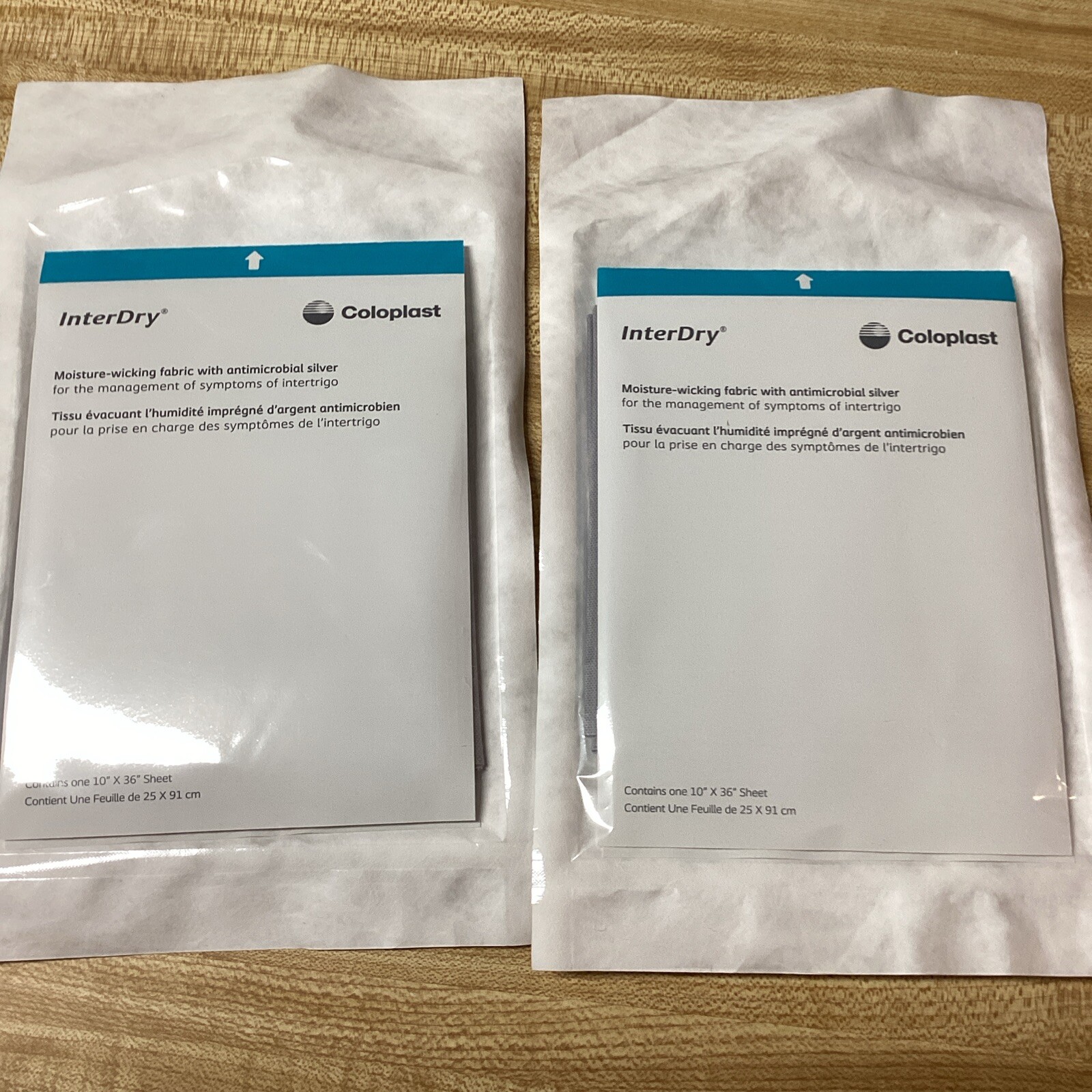 Lot Of 2 Coloplast InterDry 10”x36” Individually Sealed Antimicrobial Sheets