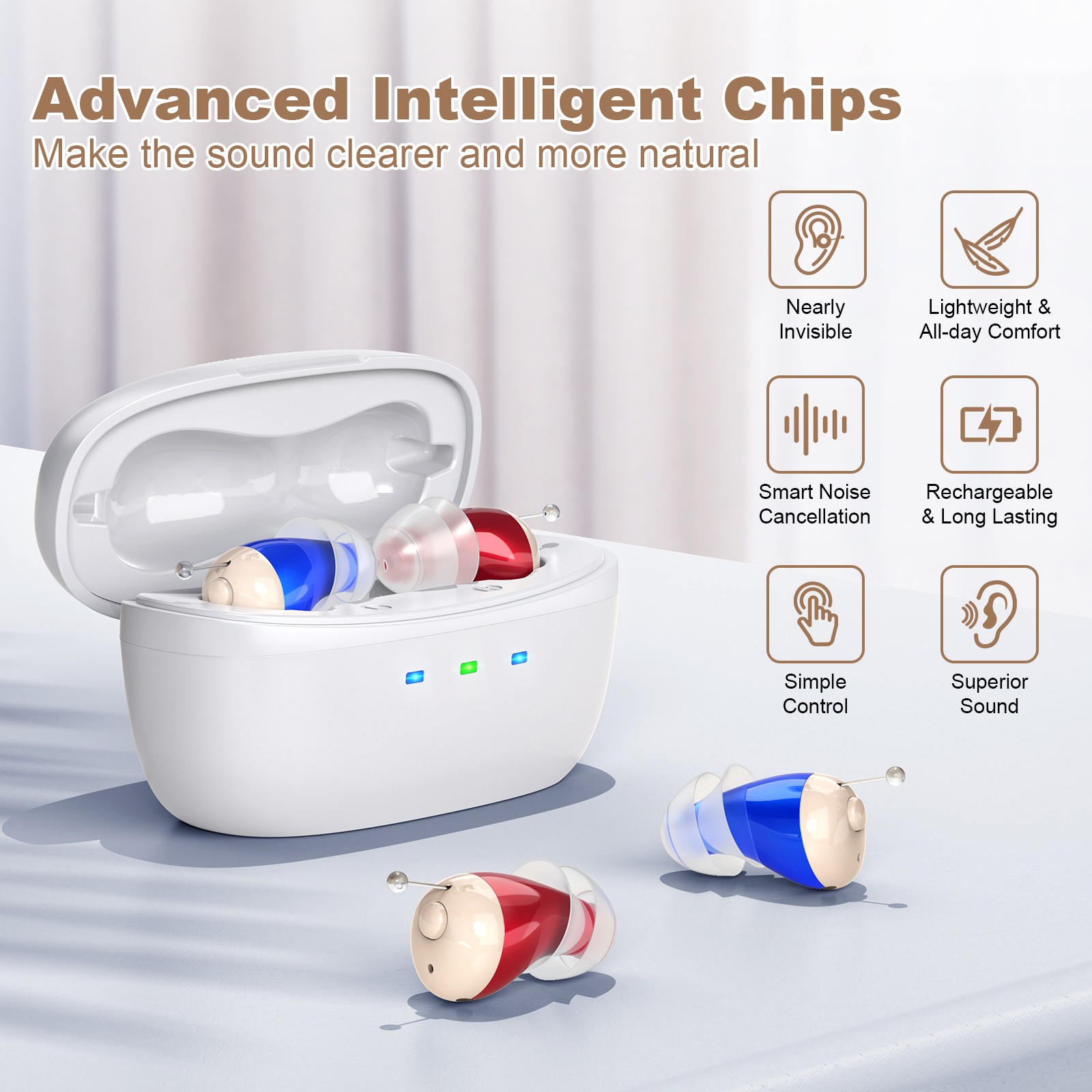 1Pair Rechargeable Digital Invisible Hearing Aids Sound Voice Amplifier ITE Mini