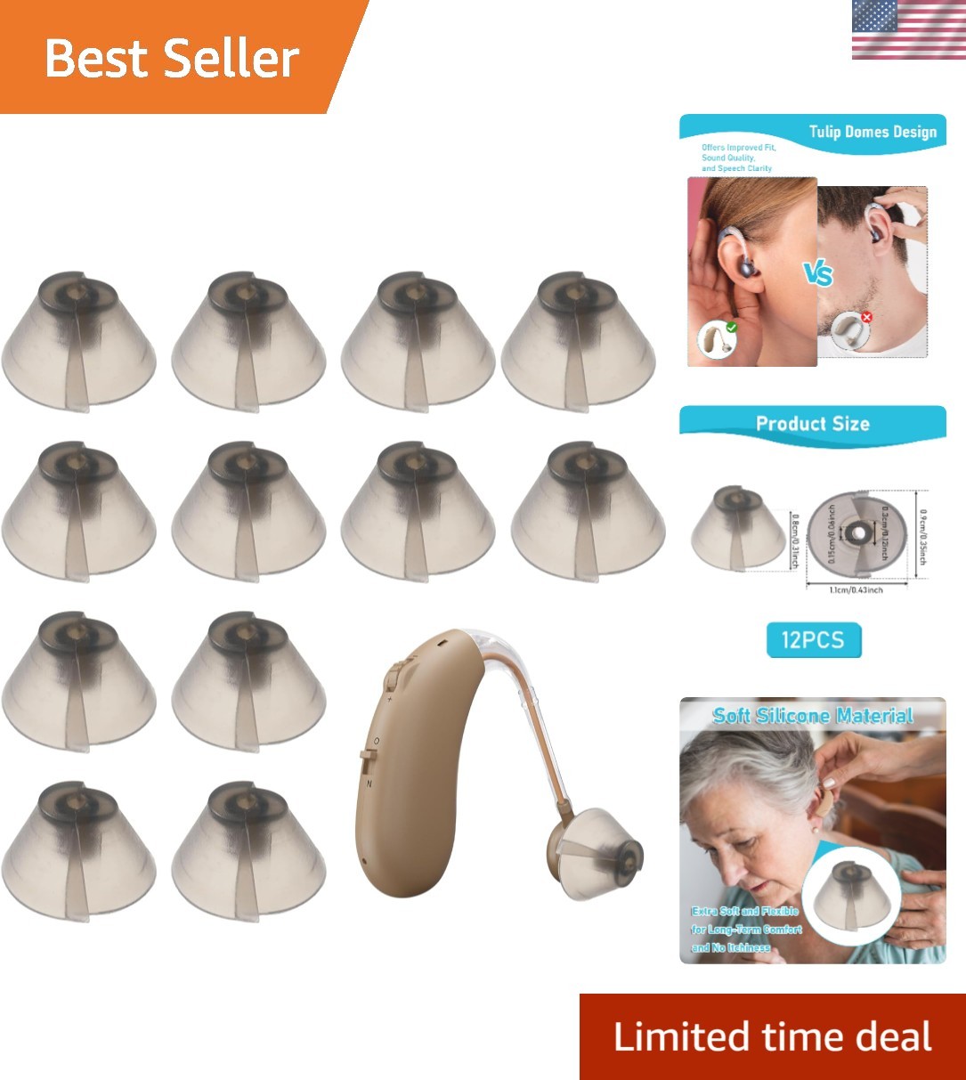 High-Quality Silicone Hearing Aid Domes – 12 Pack for Superior Sound Experience