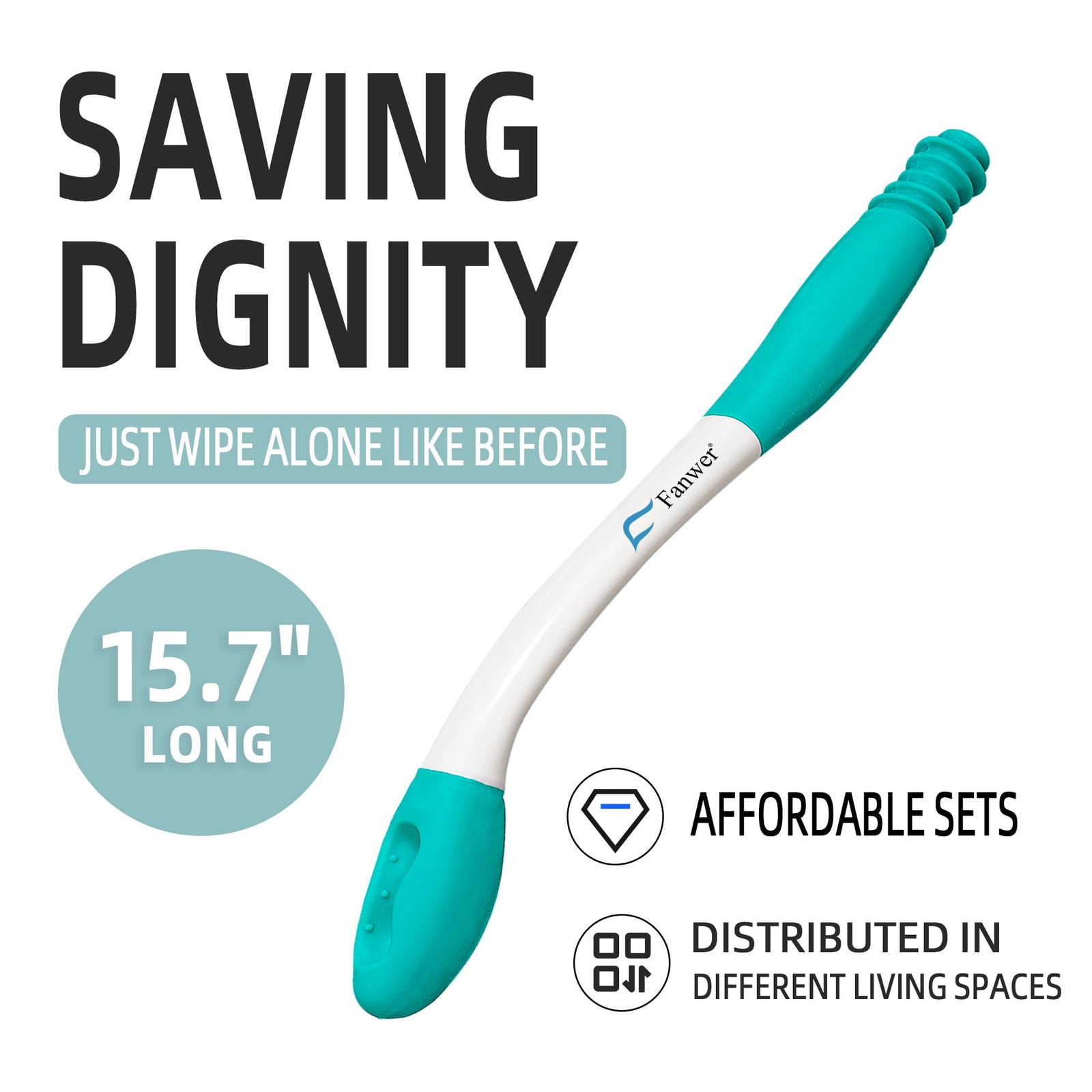 Fanwer Toilet Aids for Wiping Bottom – 15.7″ Long Reach 2 Count (Pack of 1)
