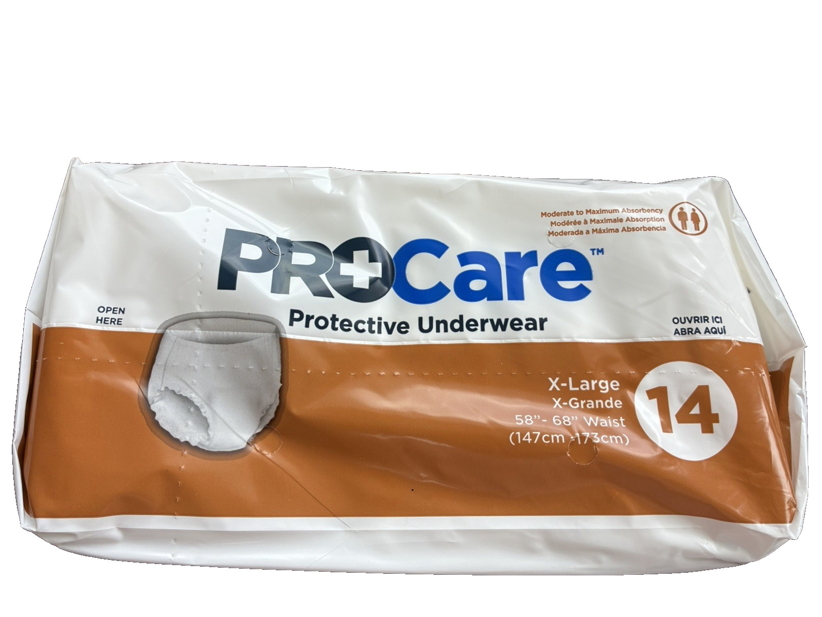 PROCare Protective Underwear XL (58”-68” Waist) 14 Ct | 4 Packs