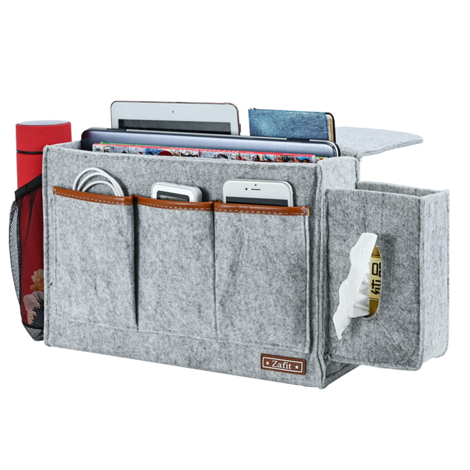 13.4×18.1 Inch Light Grey Bedside Caddy Large Storage Organizer Tissue Holder