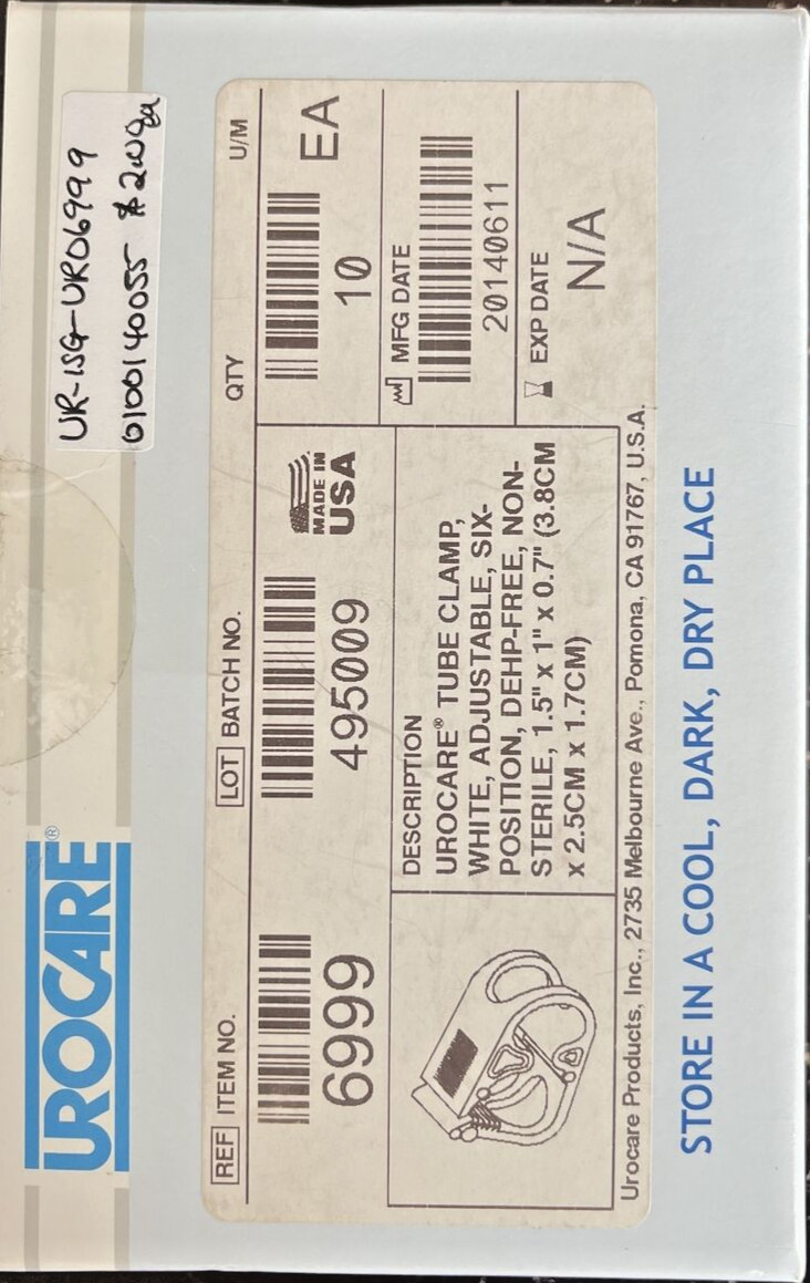 UROCARE, Six-Position Adjustable Tube Clamp 699910 (Box of 10)