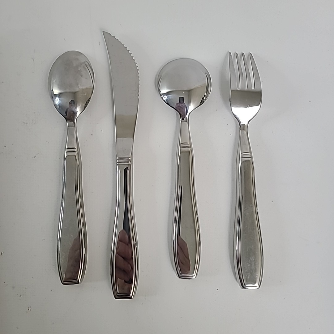 Elder Essentials Weighted 304 Stainless Steel Silverware 4 Piece Eating Utensils