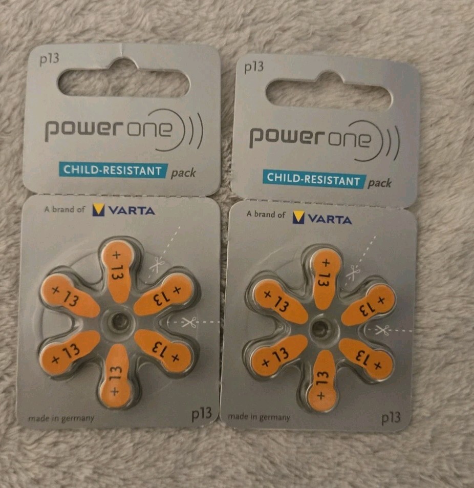 Power One P13 1.45V Hearing Aid Batteries 2 Packs-6 in Each NEW