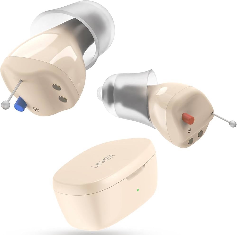 LINNER Saturn Hearing Aids For Seniors Adults Rechargeable Noise Canceling Beige