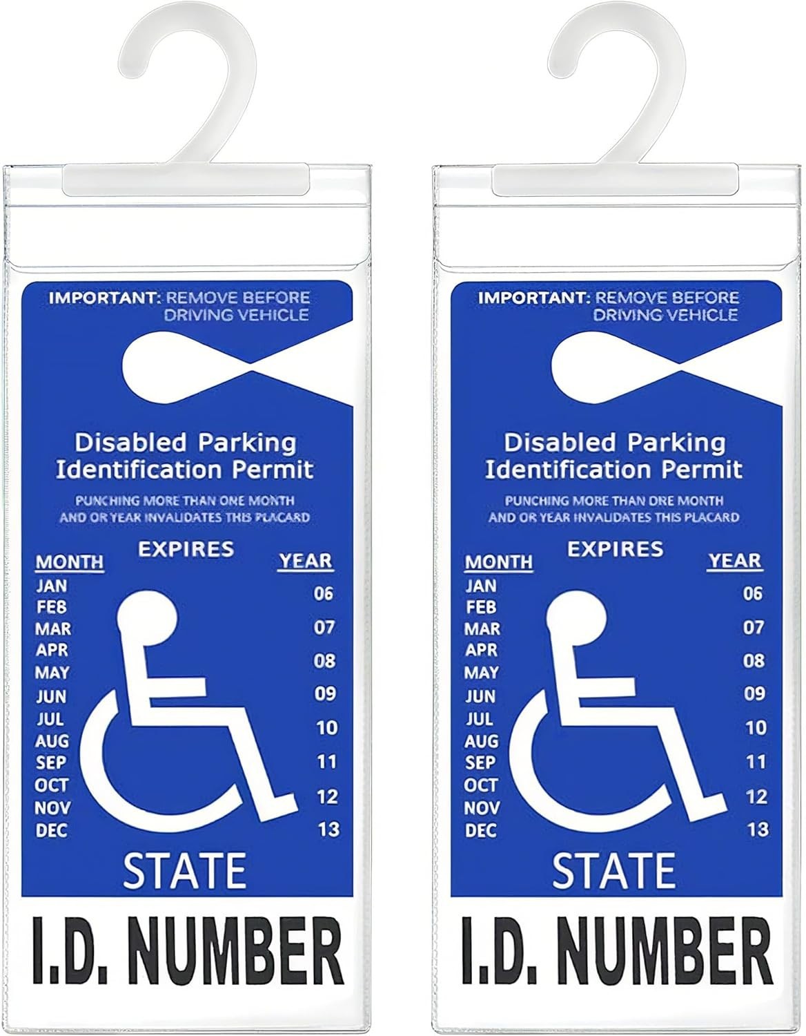 Handicap Parking Permit Cover 2Pcs Sturdy Plastic Sleeve for Vehicle Display
