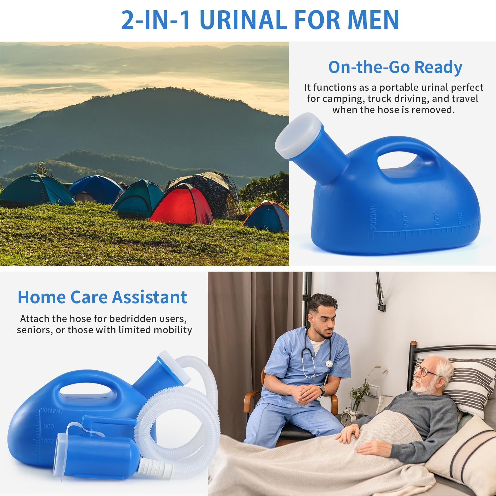 ONEDONE Urinals for Men – Portable Urinal 1 Count (Pack of 1), Blue