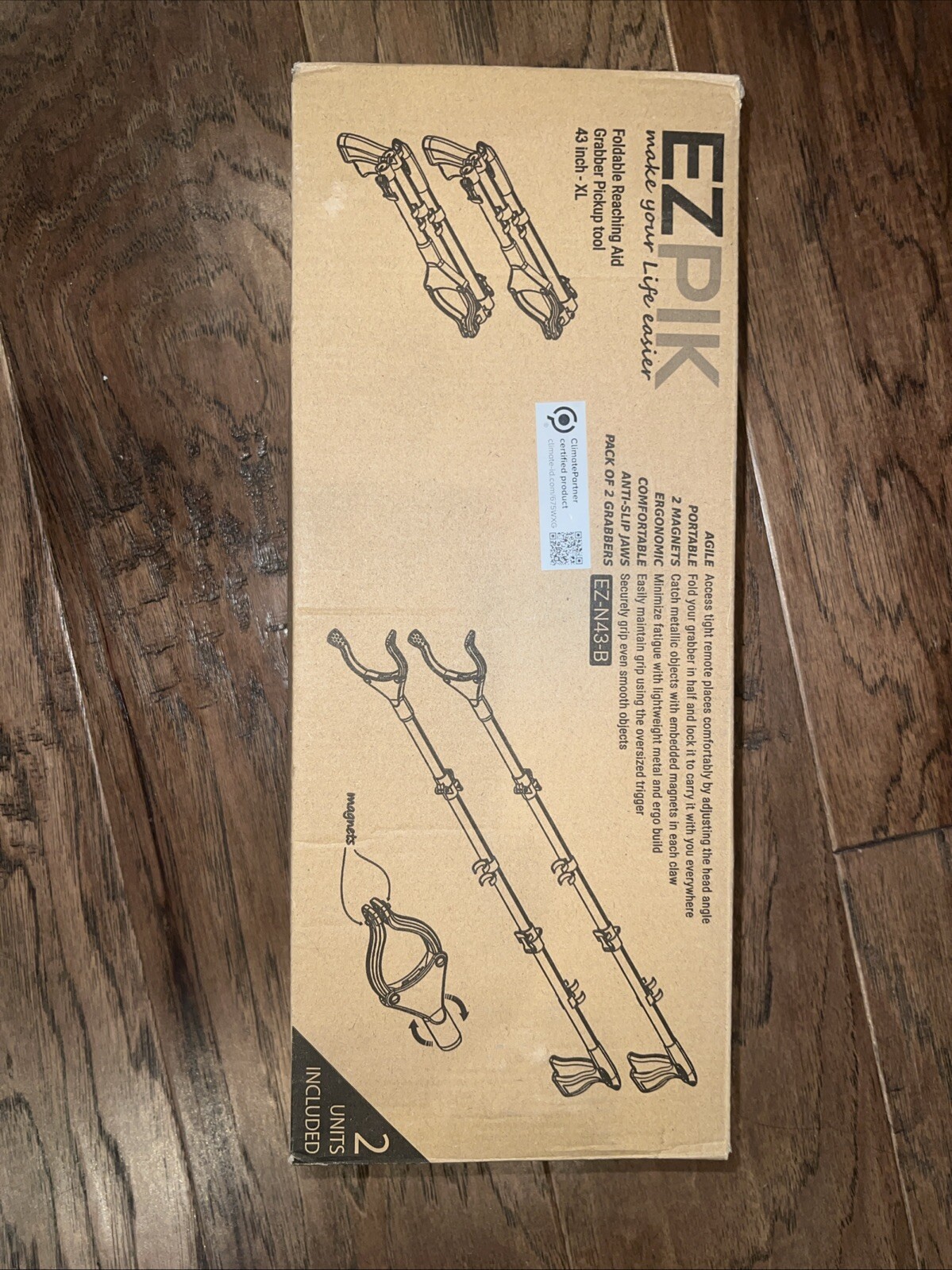 2x EZPIK® Folding Grabber Reacher 43 Inch + Magnets Lot Of 2