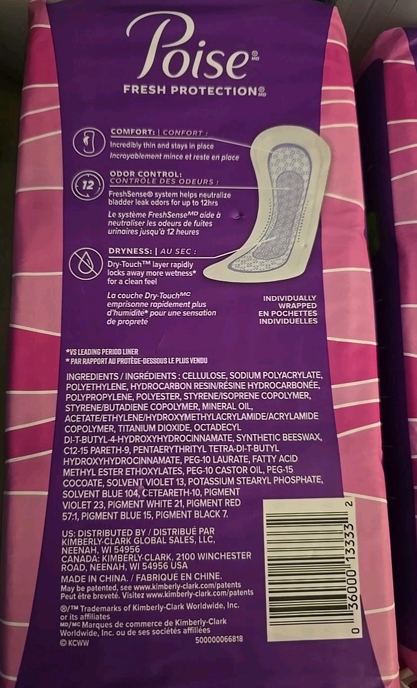 2 Pc Poise Daily Liners Regular Length Very Light #2 Absorbency 48 ct (K89)