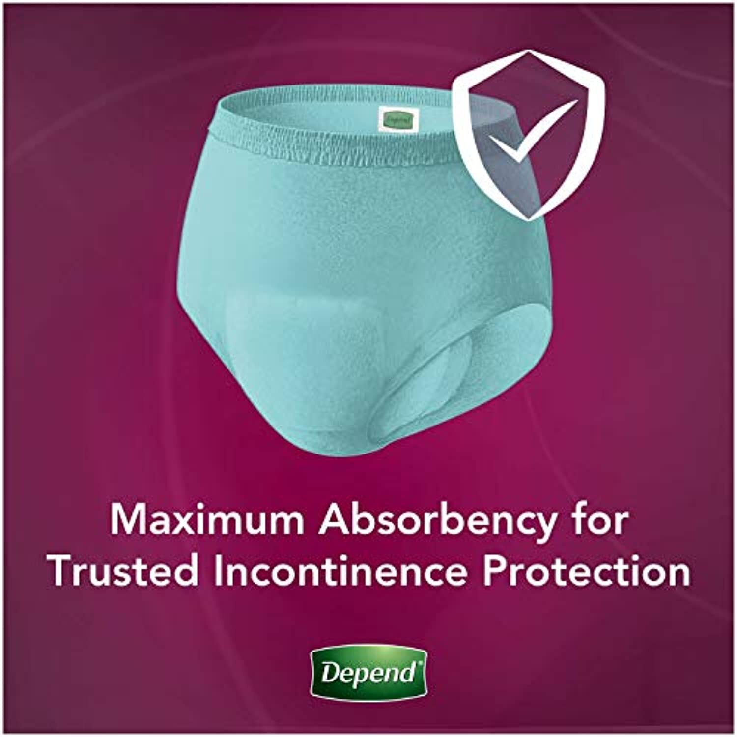 Depend Incontinence Postpartum Underwear Women Pink/Black/Teal/Berry Small