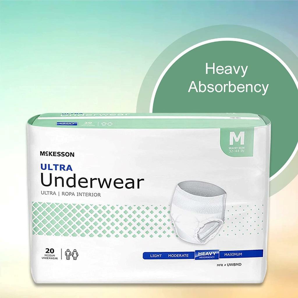 McKesson Ultra Disposable Underwear Pull On W/ Tear Away Seams Medium, 20 Count