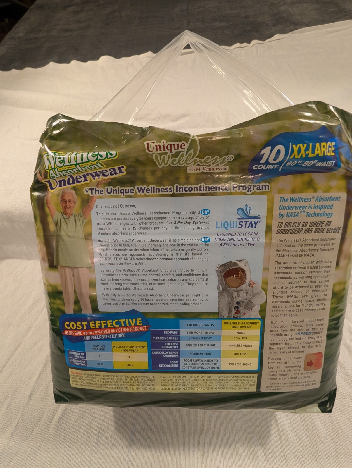 Unique Wellness Absorbent Underwear XXL 10 Count Adult Incontinence Briefs