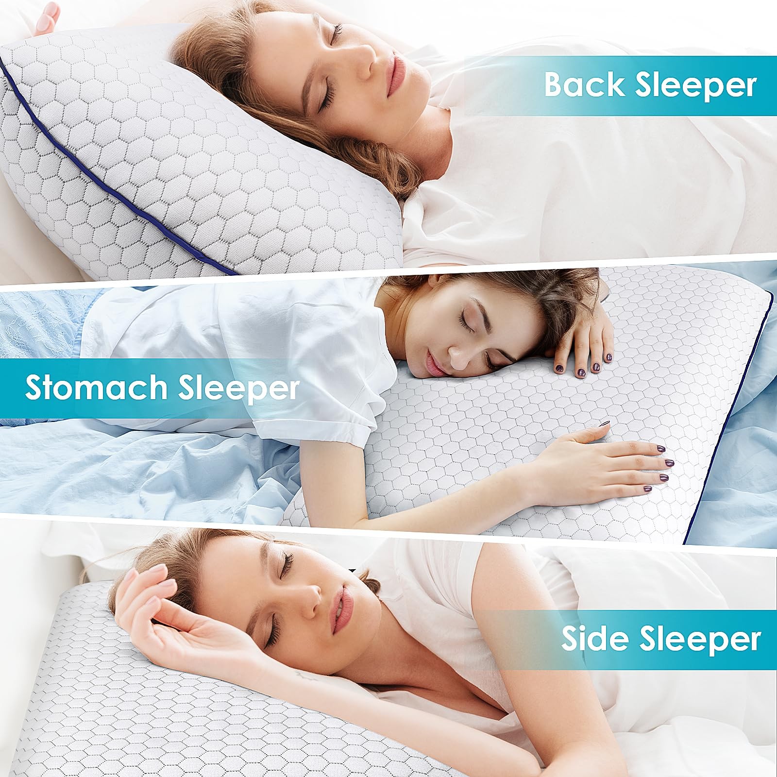 Cushyoasis Memory Foam Pillows For Side Back And Stomach Sleepers Bed Pillow