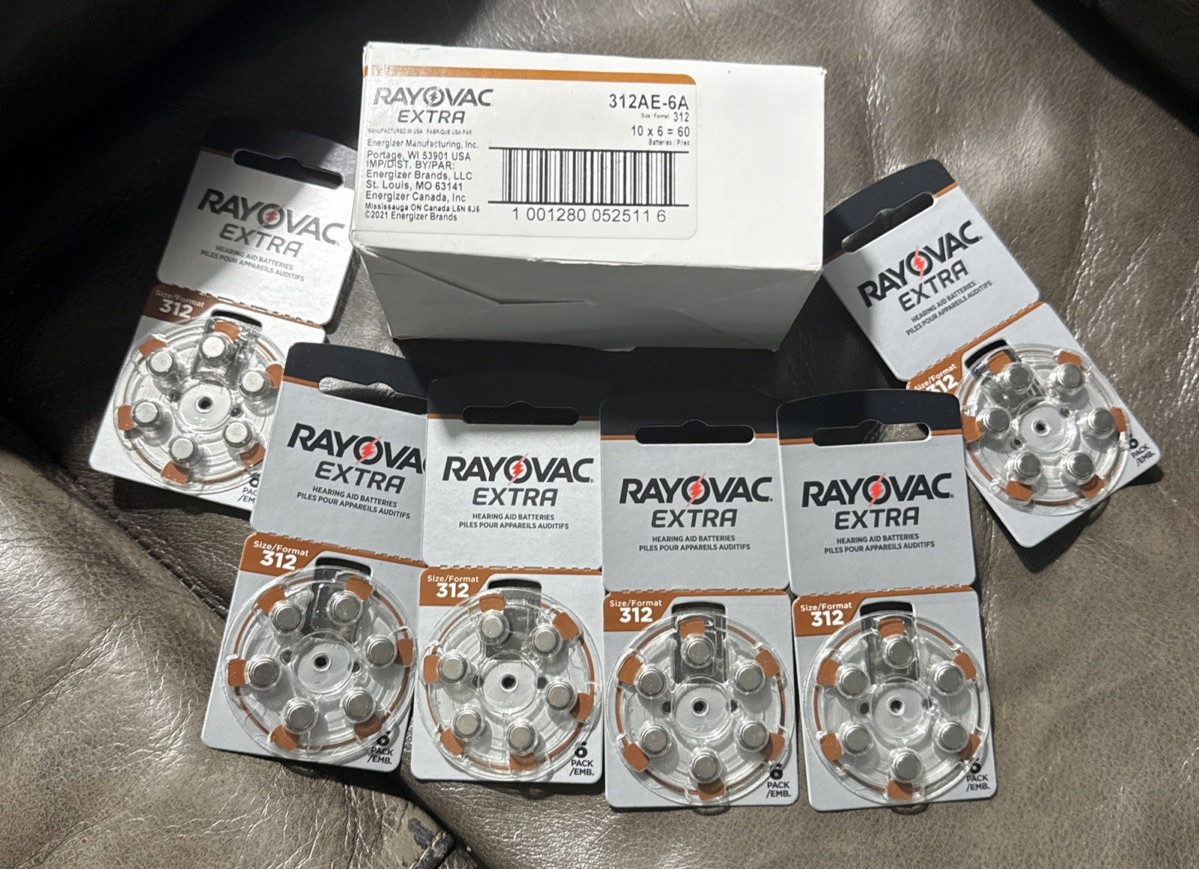 96 x Rayovac Extra 312 Size Hearing aid batteries – Brand New