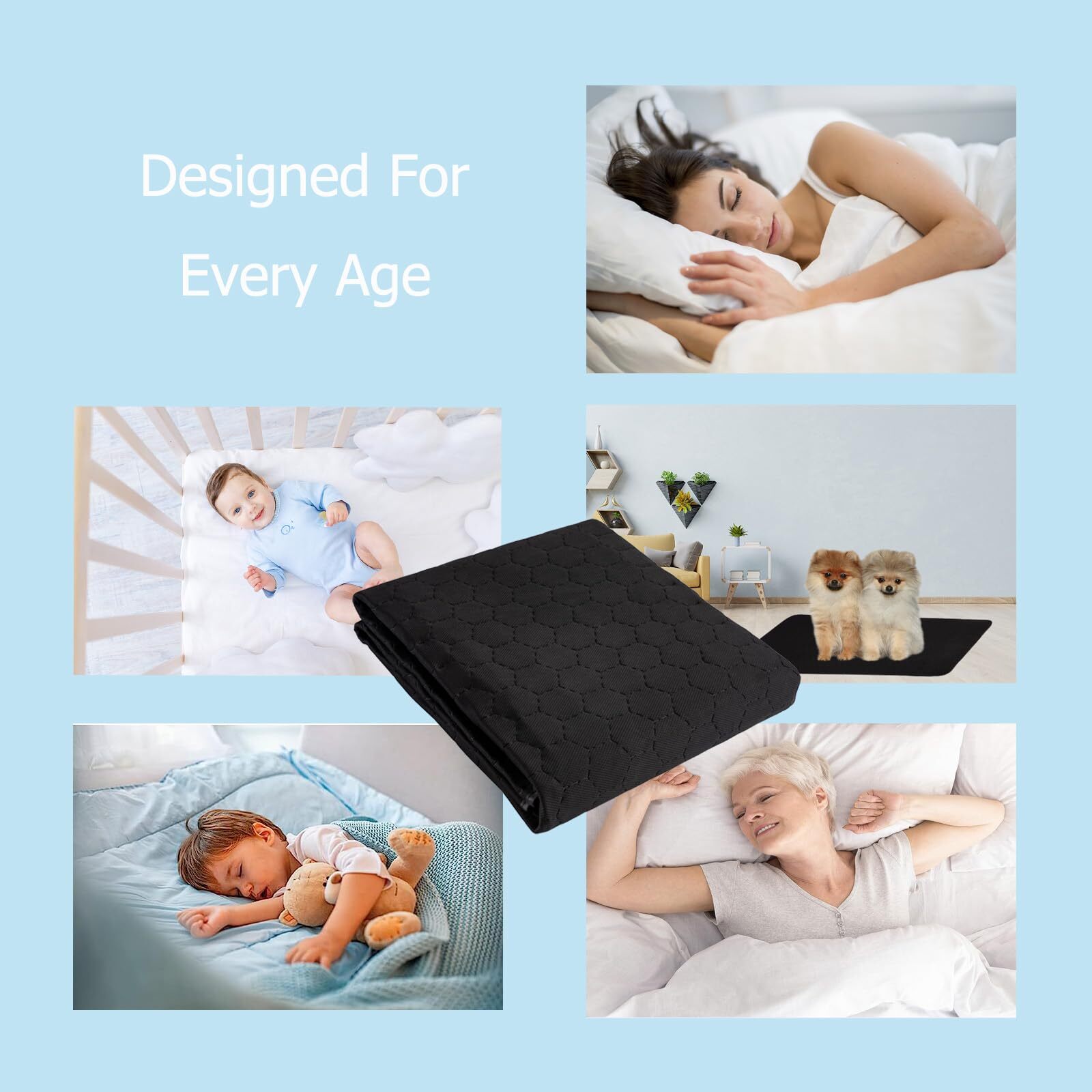 Non-Slip Absorbent Incontinence Bed Pads Reusable Washable Incontinence Under…